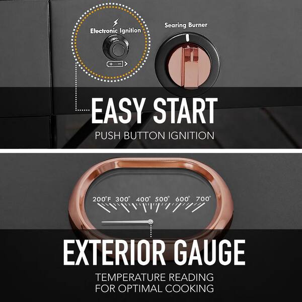 4 Burner Propane Gas Grill with Side Searing Burner in Black with Copper Accent Image 10