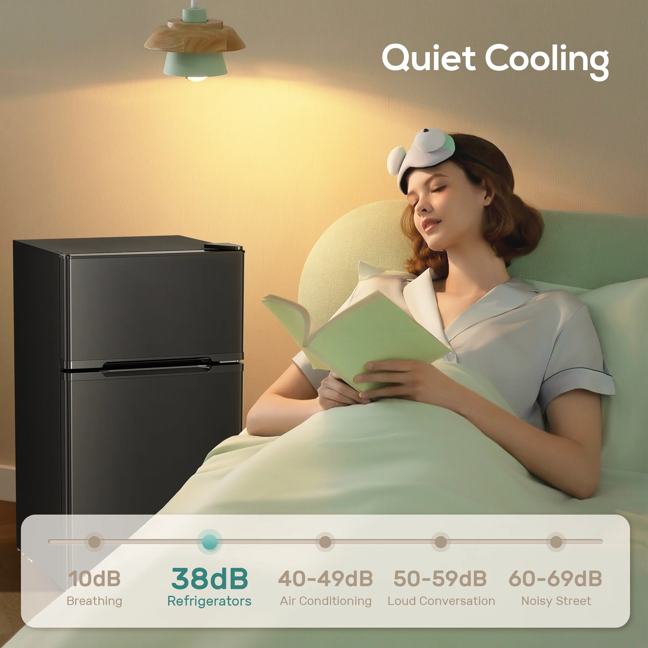 3.2 Cu.Ft Two-Door Compact Refrigerator, Stainless Steel Door, Black(Black) - Image 8