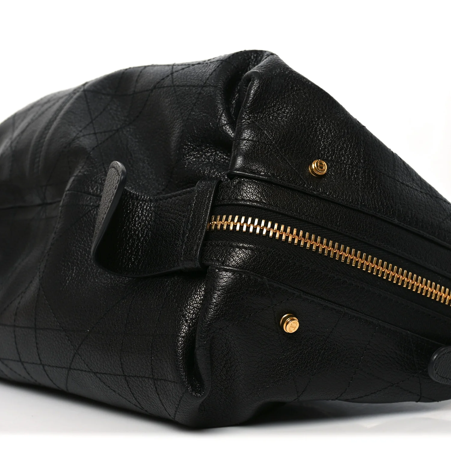 Shiny Grained Calfskin Macrocannage Medium D-Journey Bag Black