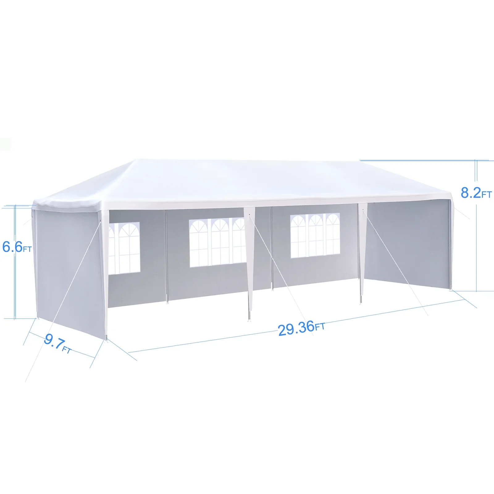 Welax 10'x30' Outdoor Party Tent with 5 Removable Sidewalls, Outdoor Gazebo Event Tent for Garden, Patio and Backyard, White
