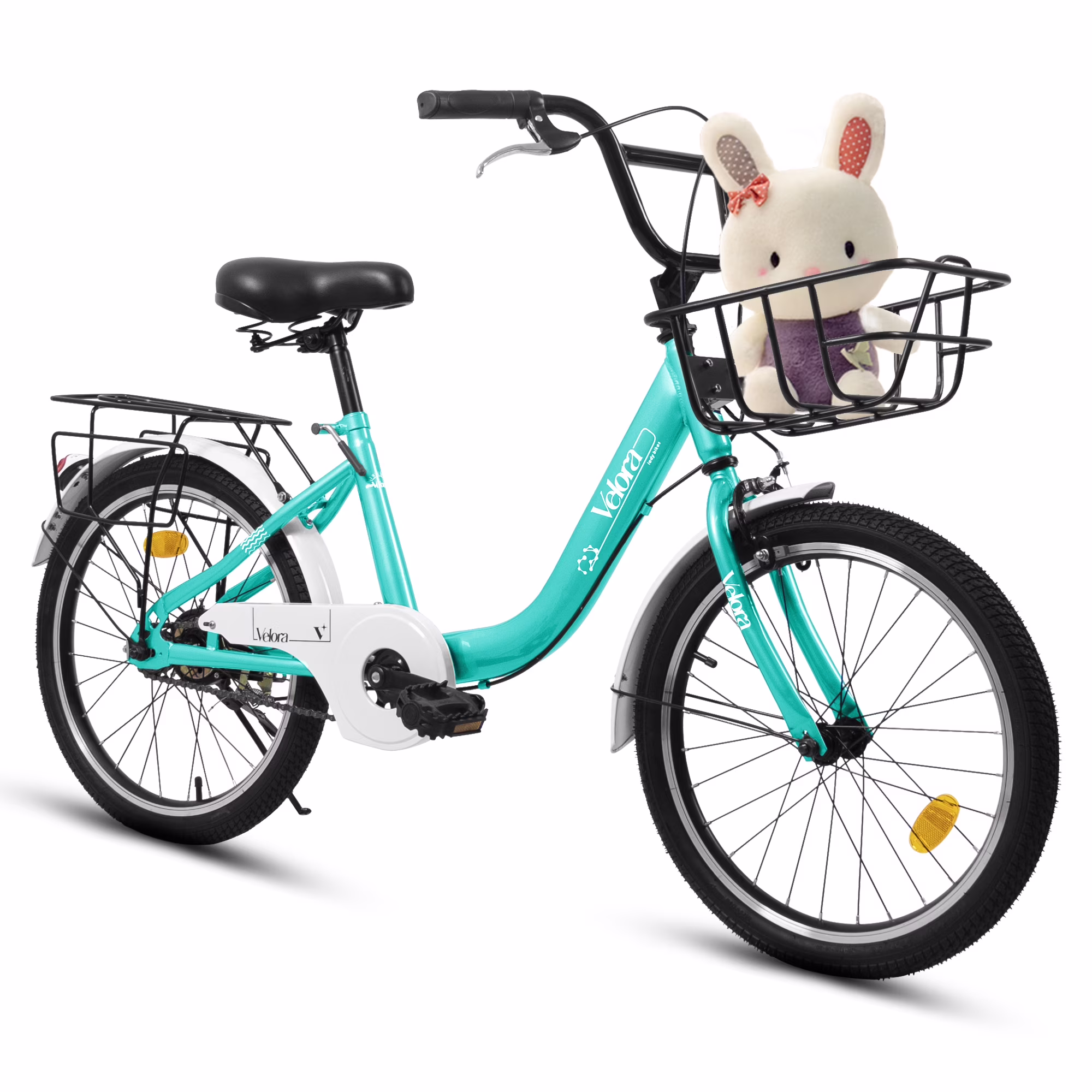 20 Inch Kids Bike for Boys Girls, 1 Speed Children Bicycle with Basket, Rear Seat, Chain Guard, Coaster Brake and V-Brake, Steel Frame Kids Bike for Ages 6-12 Years Old Birthday Gift, Purple(Purple) - Image 5