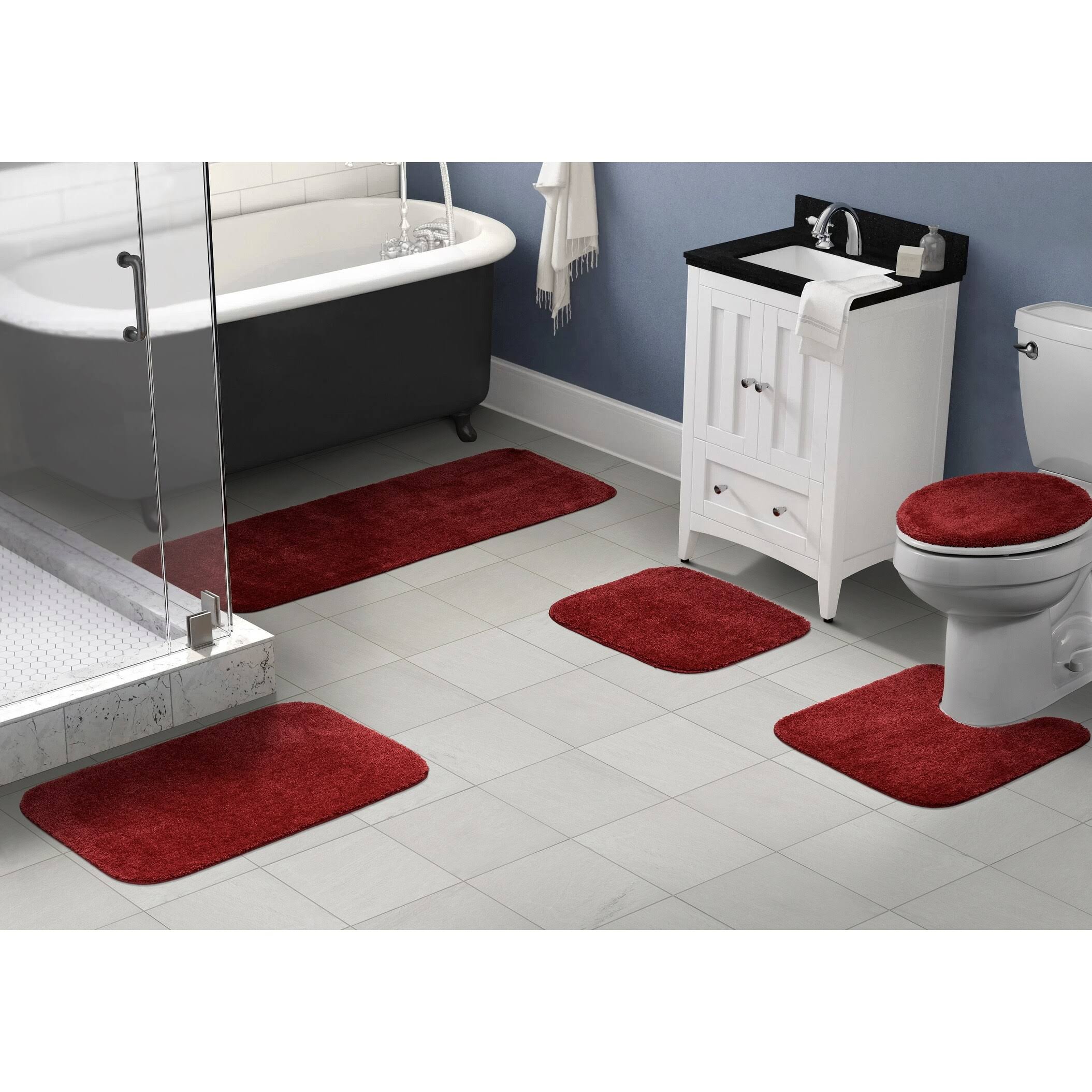 Garland Rugs Traditional 5 Piece Bathroom Rug Set Chili Pepper Red
