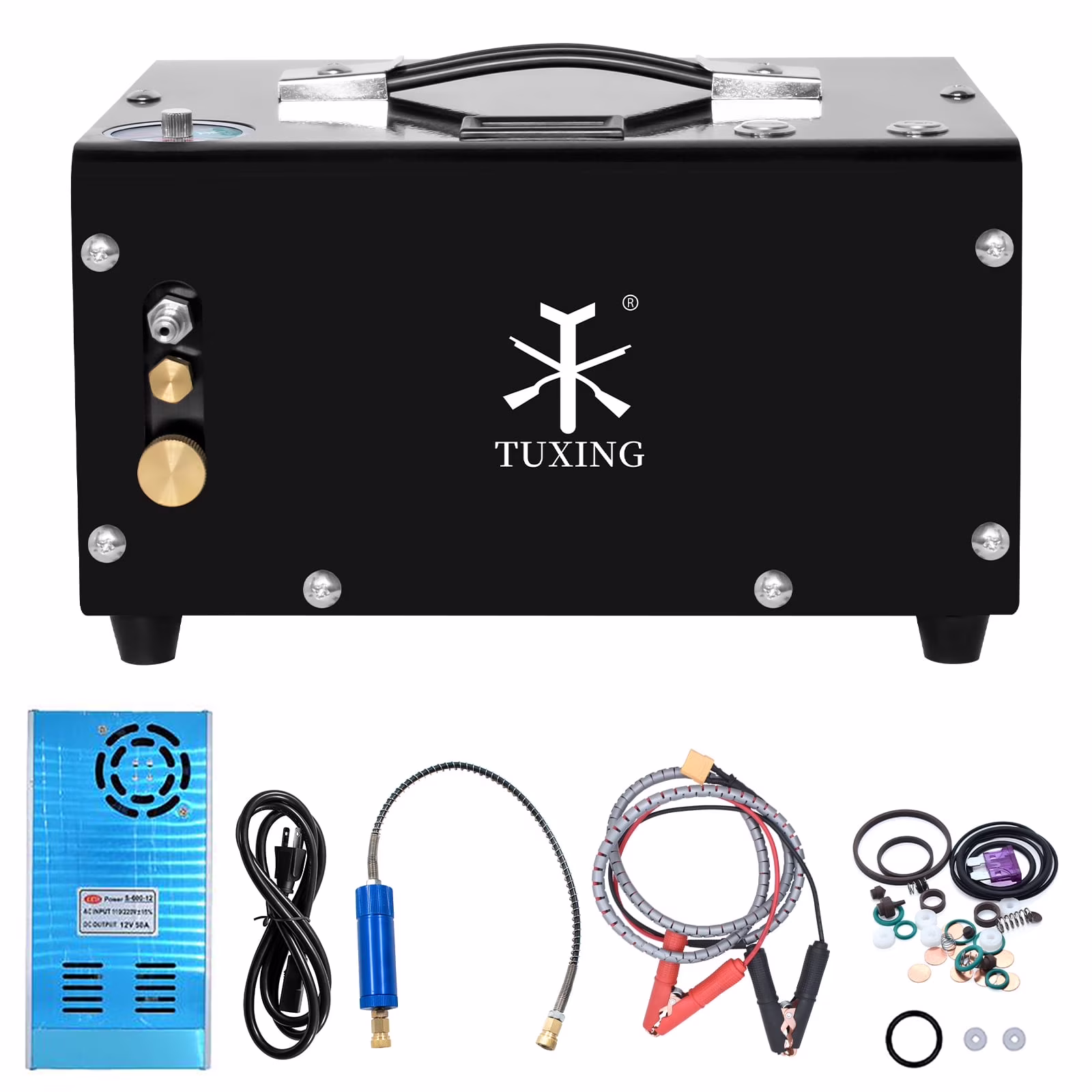 TUXING 12V Pcp Air Compressor,4500Psi 30Mpa,Adjustable Pressure for Pcp Paintball Filling