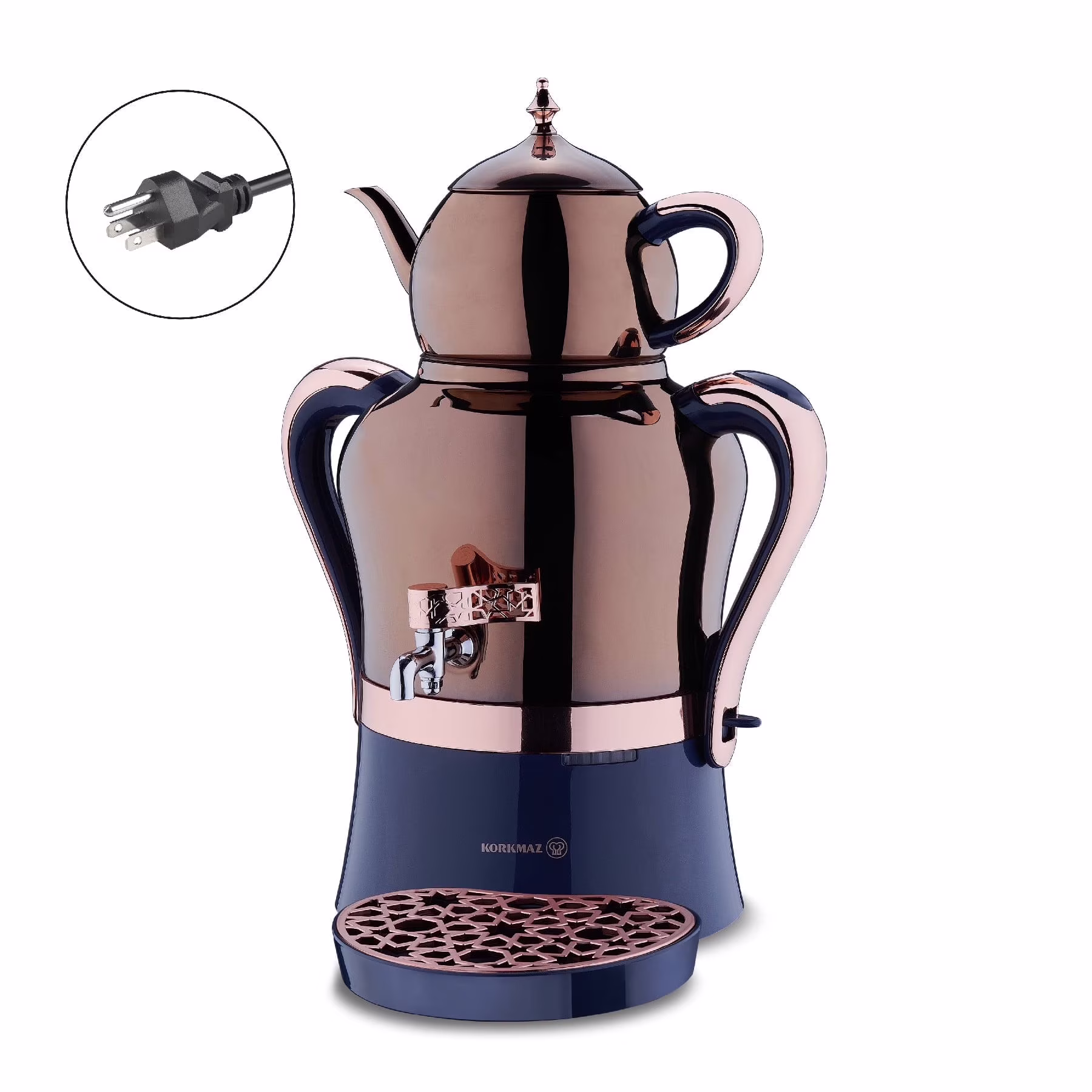 Hanedan Premium Silver 18/10 Cr-Ni Stainless Steel Dishwasher Safe Electric Tea Maker(Inox Chrome 162.2 oz (4800 mL)) - Image 7