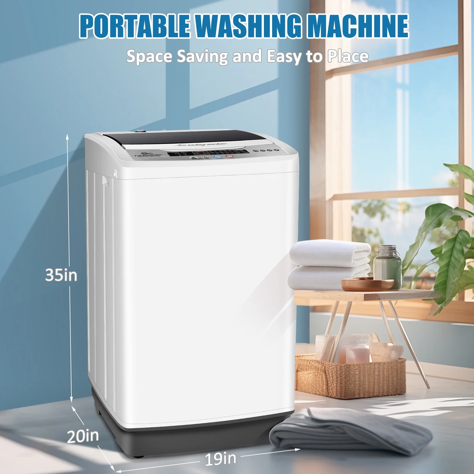 Portable Washing Machine, 17 8lbs Large Fully Automatic Laundry Washer, 10 Washing Programs 8 Water Levels Selections Machine Ideal for Apartments Dorms Families Image 6