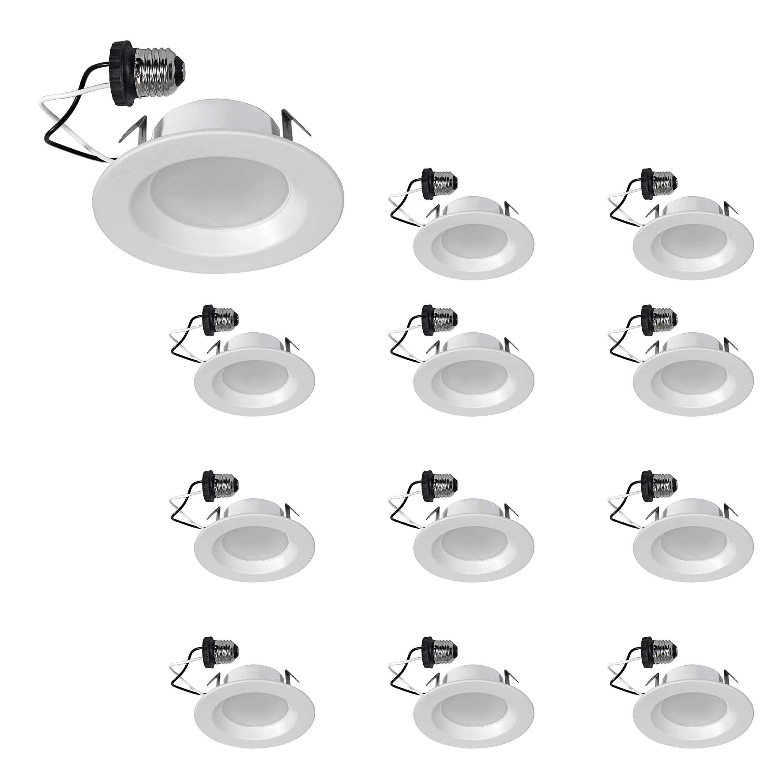 Sylvania 4�� LED Recessed Lighting Downlight with Trim, 8W=50W, Dimmable, 600 Lumens, White 3000K, Wet Rated ÿ 12 Pack (62234)
