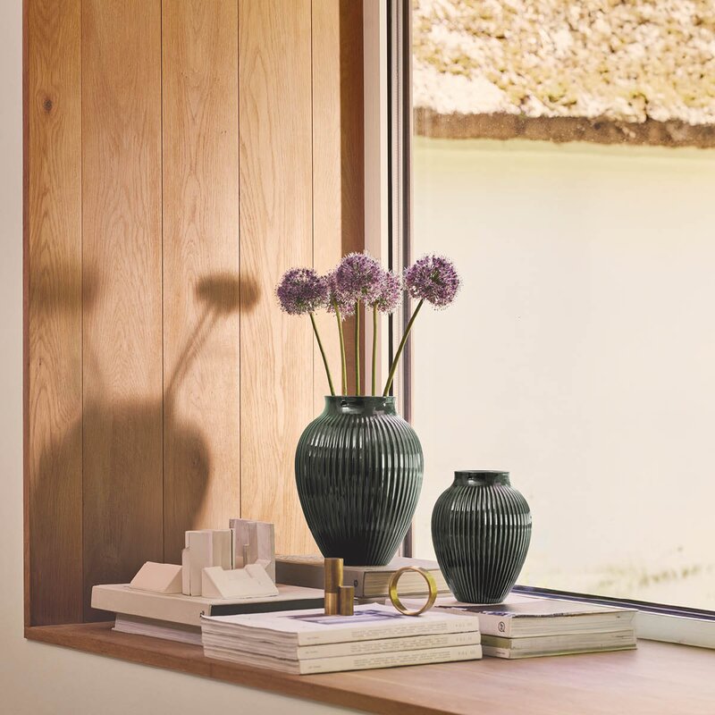 Ripple vase 27 cm dark green