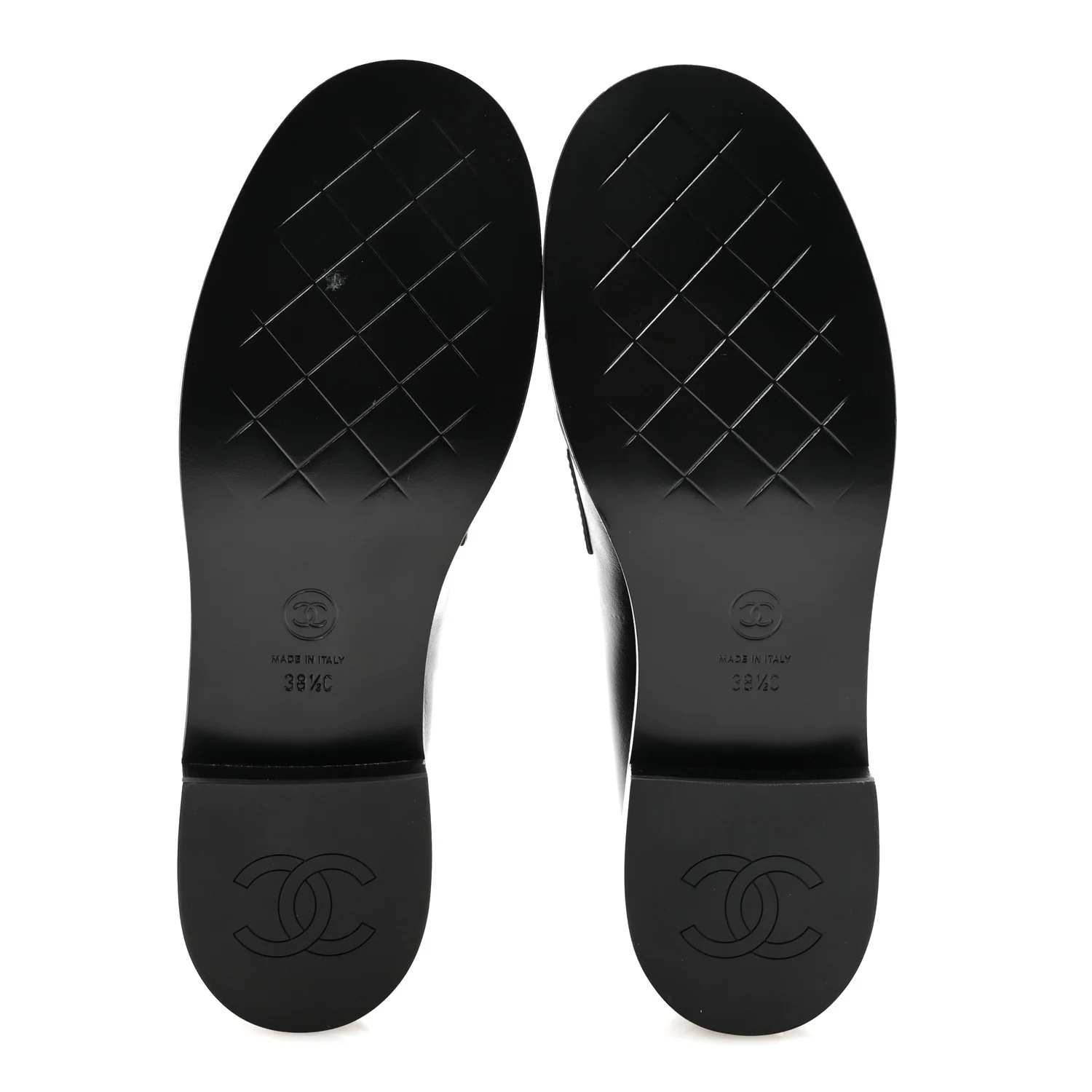 Shiny Calfskin CC Mocassin Loafers 38.5 Black