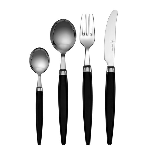 Finse bestikksett 16 deler retro blank/svart