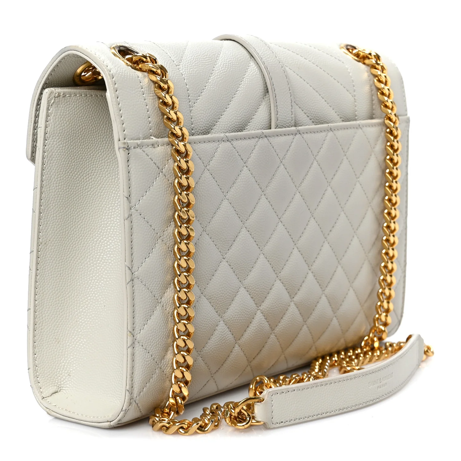 Grain De Poudre Textured Mixed Matelasse Medium Triquilt Monogram Satchel Crema Soft