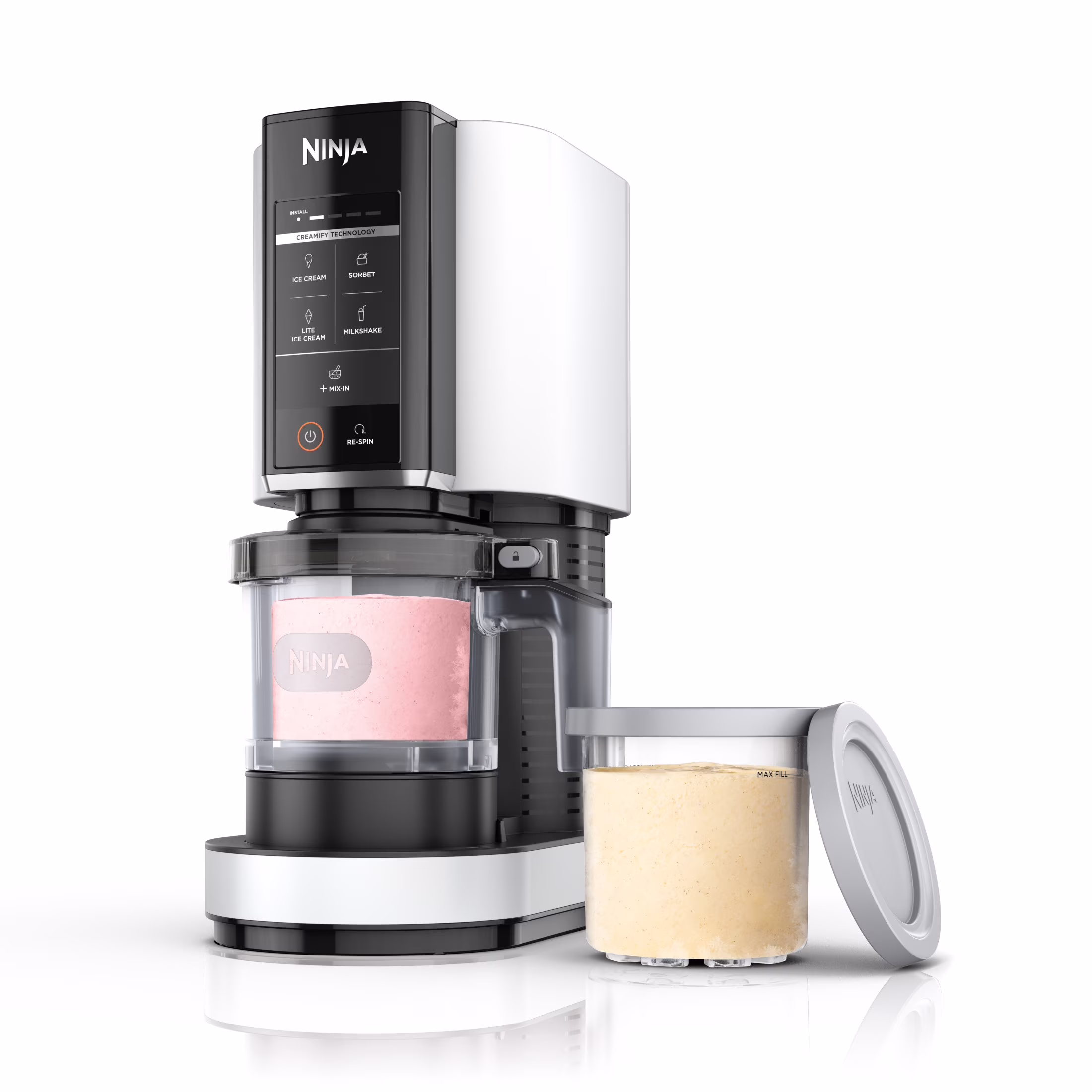 Ninja Creami Ice Cream Maker, for Gelato, Mix - Ins, Milkshakes, Sorbet, Smoothie Bowls & More, 5 One - Touch Programs, with (2) 16 oz Pint Containers & Lids, Perfect for Kids, White, NC300WH