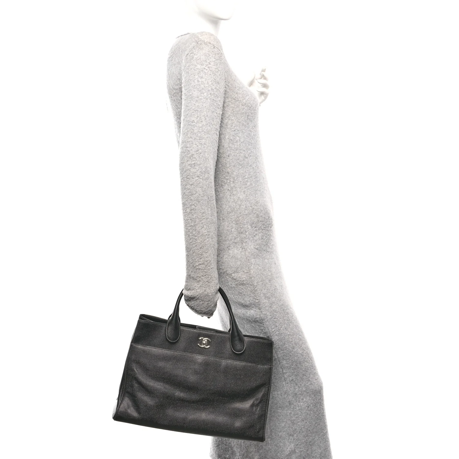 Caviar Medium Cerf Executive Shopper Tote Black