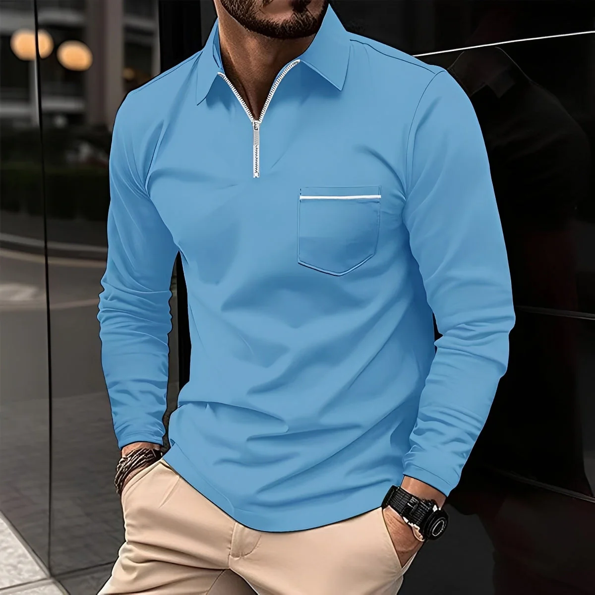 Jackson - Polo à Manches Longues Homme - pour Tenue Décontractée