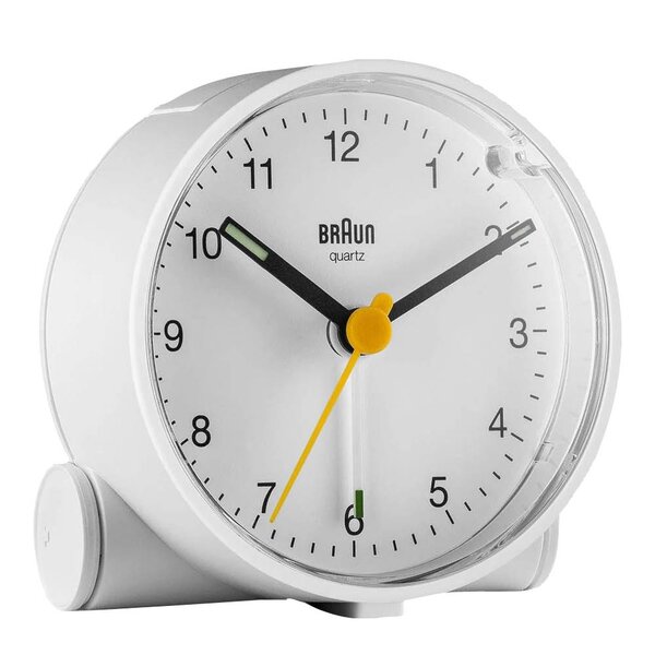 Vekkerklokke analog 6,9 cm hvit