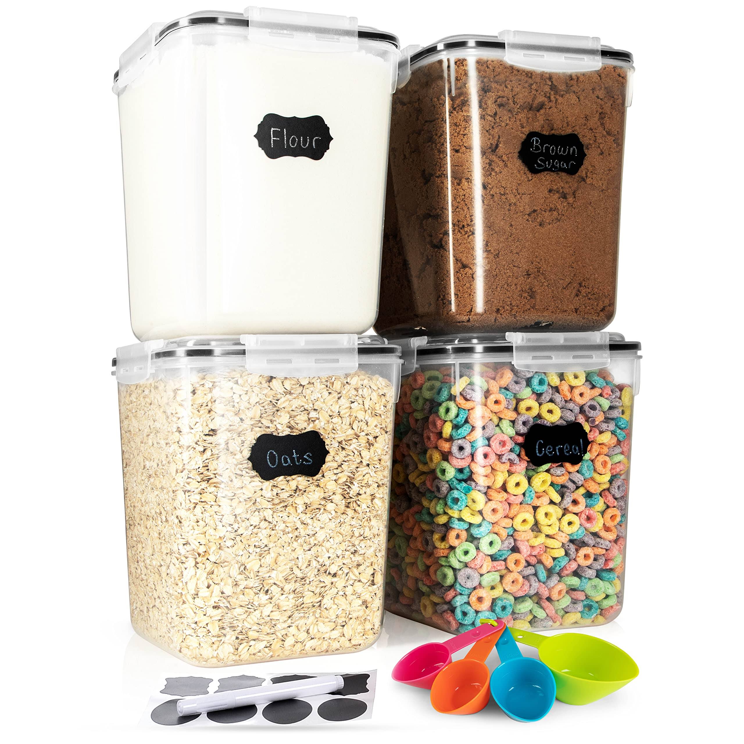Storeganize Flour Sugar Storage Containers (5.3L/4pk) Great Rice Canisters Sets for The Kitchen Pantry, Large Food Storage Containers with Lids