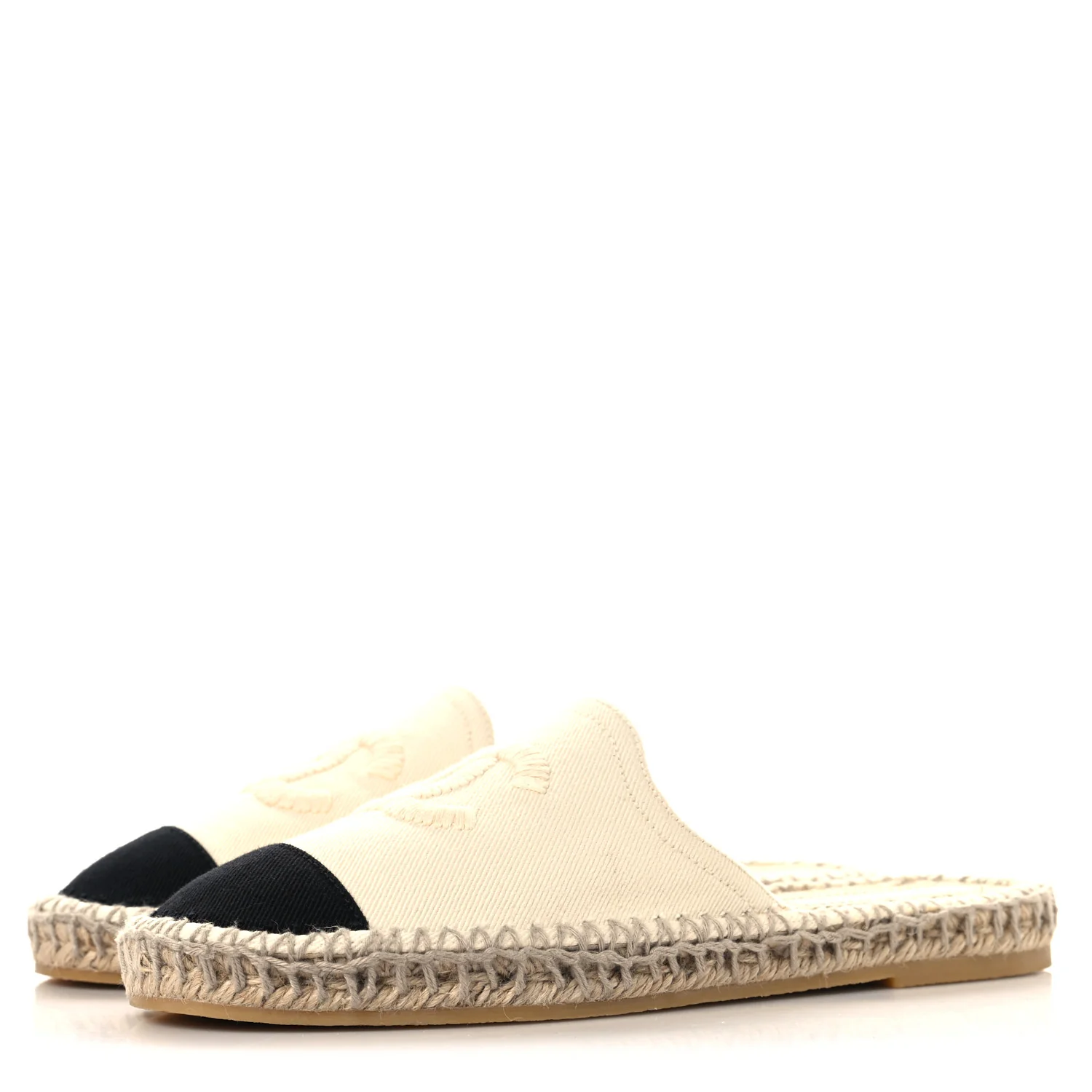Denim CC Espadrille Mules 38  White Black