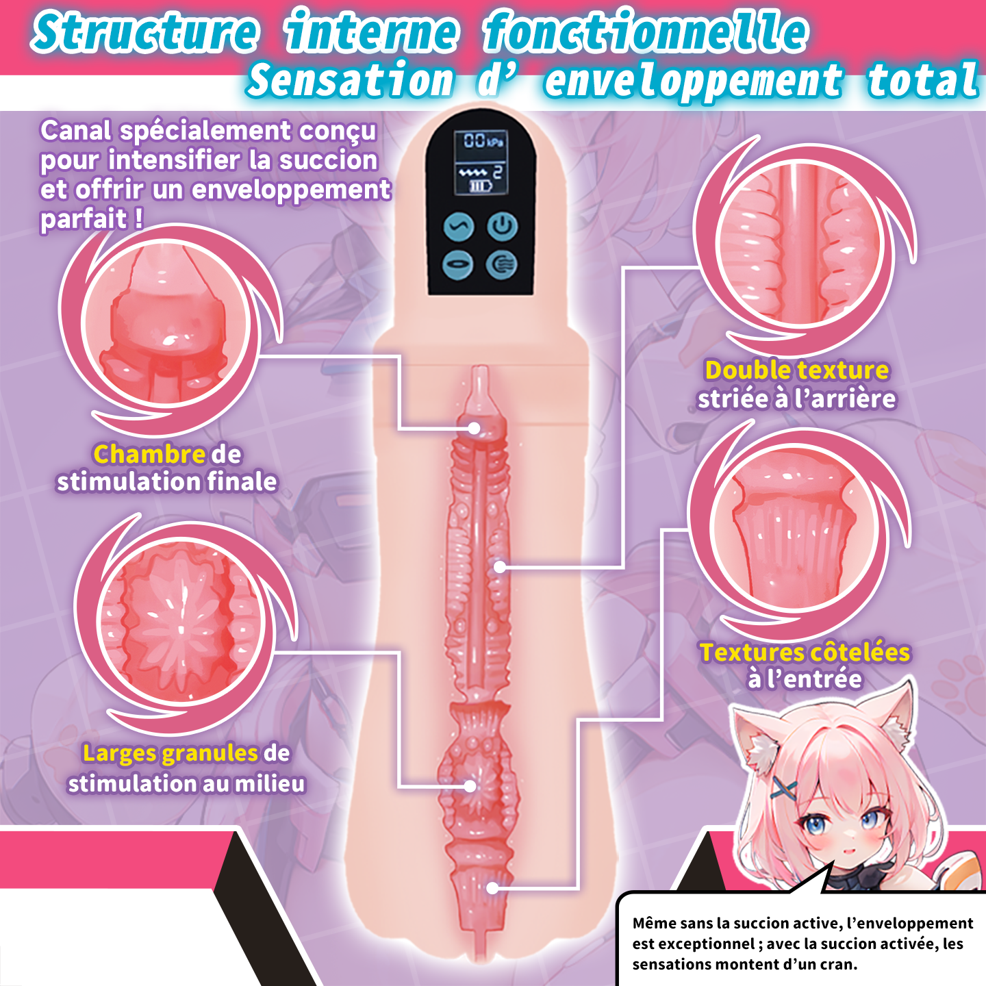 Moteur puissant offrant 5 modes d'aspiration et 9 vibrations.