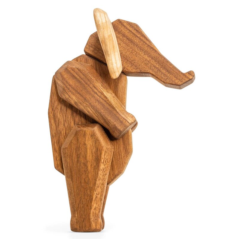 Mor elefant trefigur 12 cm valnøtt/ask