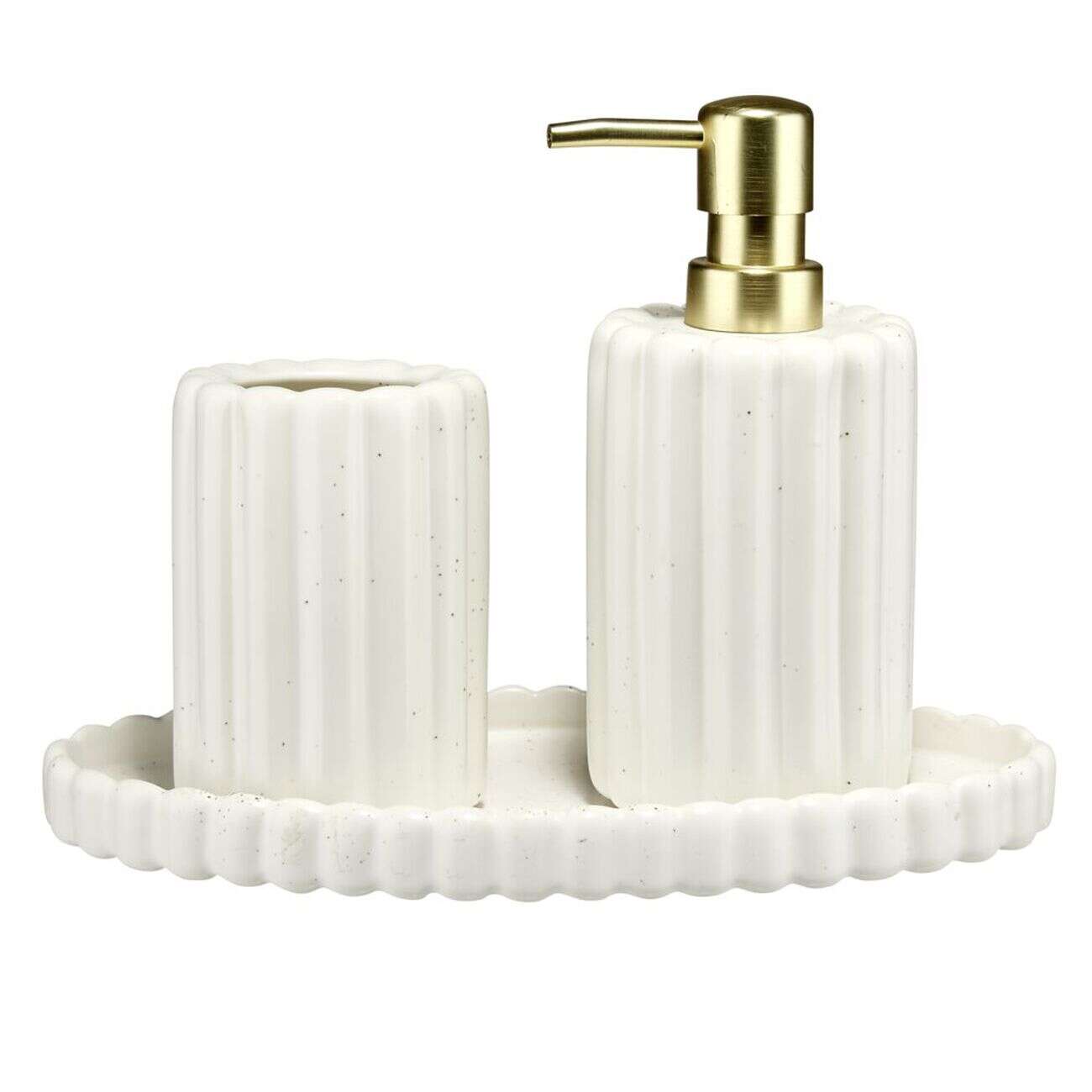 Porte-savon façon cannelé grès blanc 13x9,5xH2,5cm