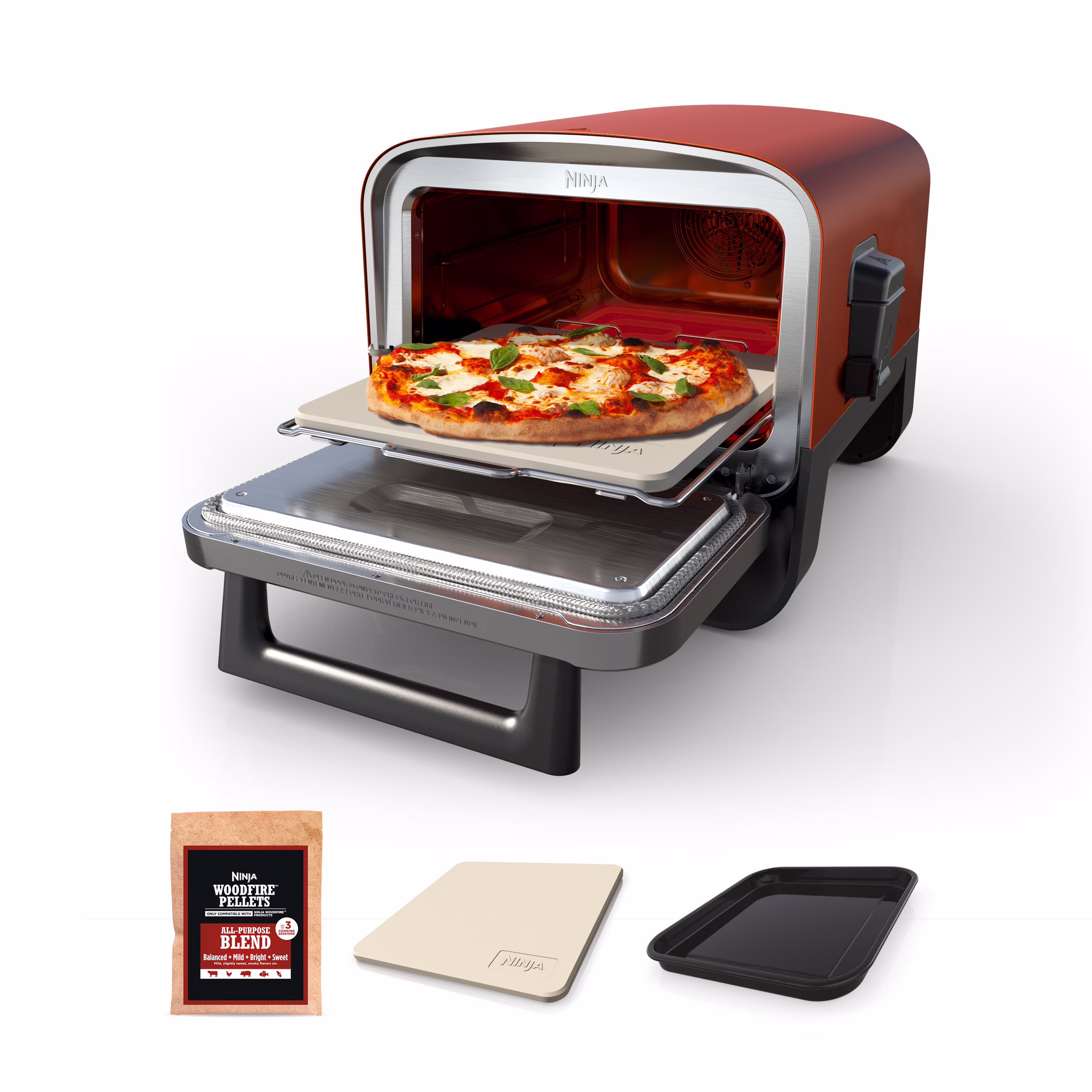 Ninja Woodfire? Pizza Oven, 5 - in - 1 Outdoor Oven, 5 Pizza Settings, Ninja Woodfire? Technology, up to 700F Heat, BBQ Smoker, Electric?
