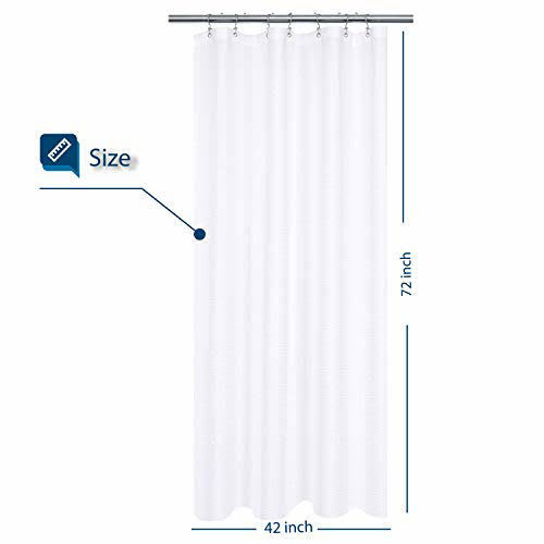 Barossa Design Small Stall Shower Curtain Fabric 42 inch Wide, Waffle Weave, Hotel Luxury Spa, 230 GSM Heavyweight, Water Repellent, Machine Wa
