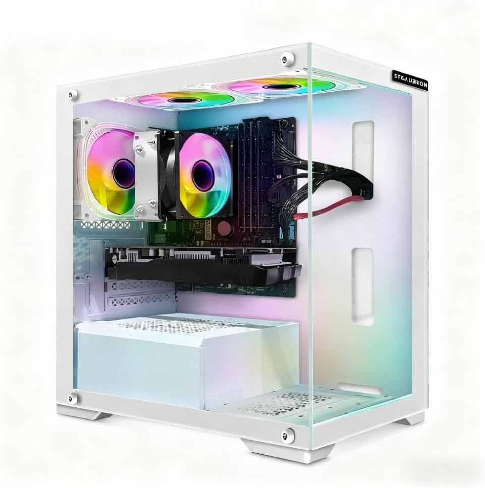 STGAubron Gaming PC Desktop Computer  AMD Athlon 3000G 3.5GHz  Radeon RX 590 8G  16G DDR4  512G SSD  WiFi  BT 5.0  RGB Fan x3  Windows 11 Home