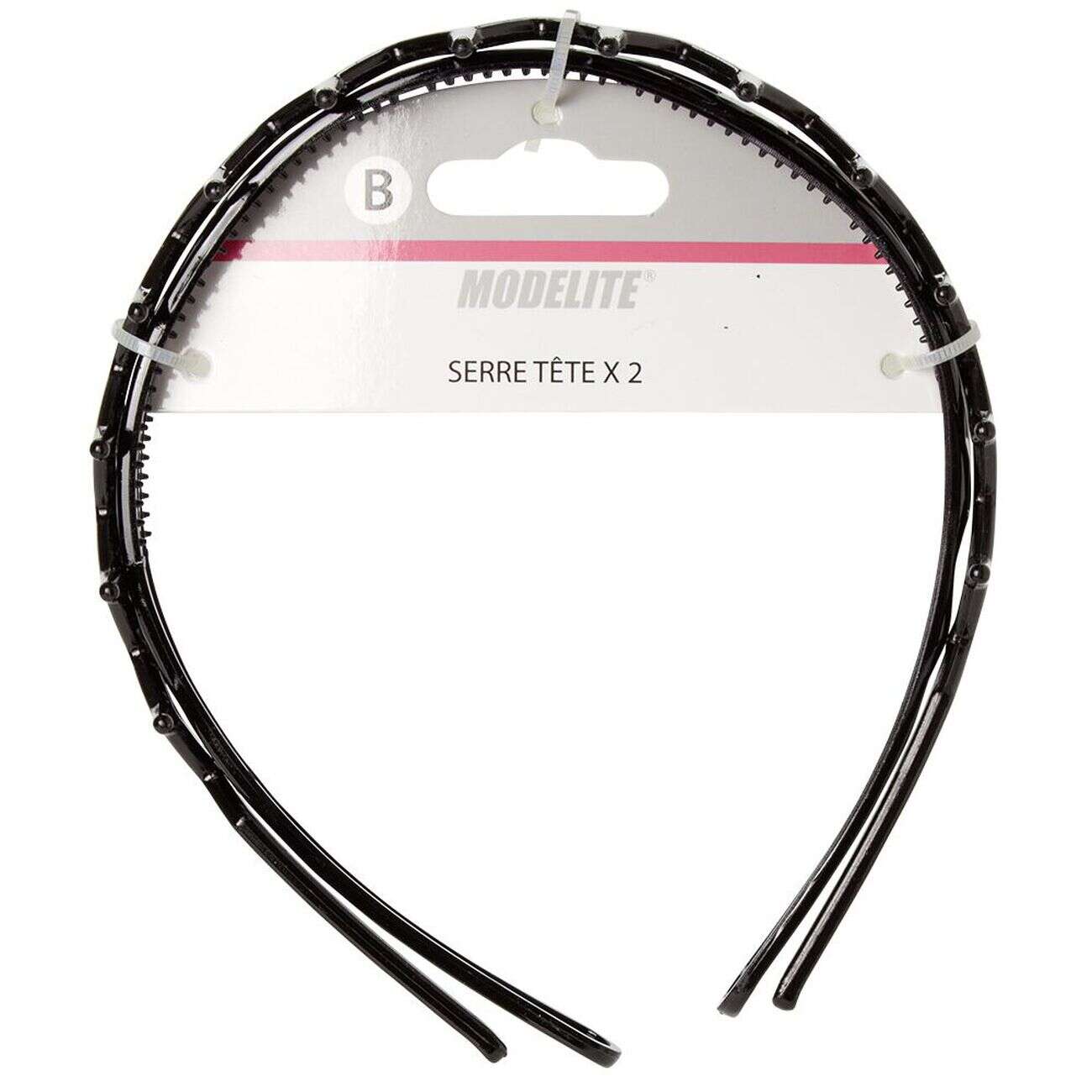Serre tête en plastique noir brillant x2