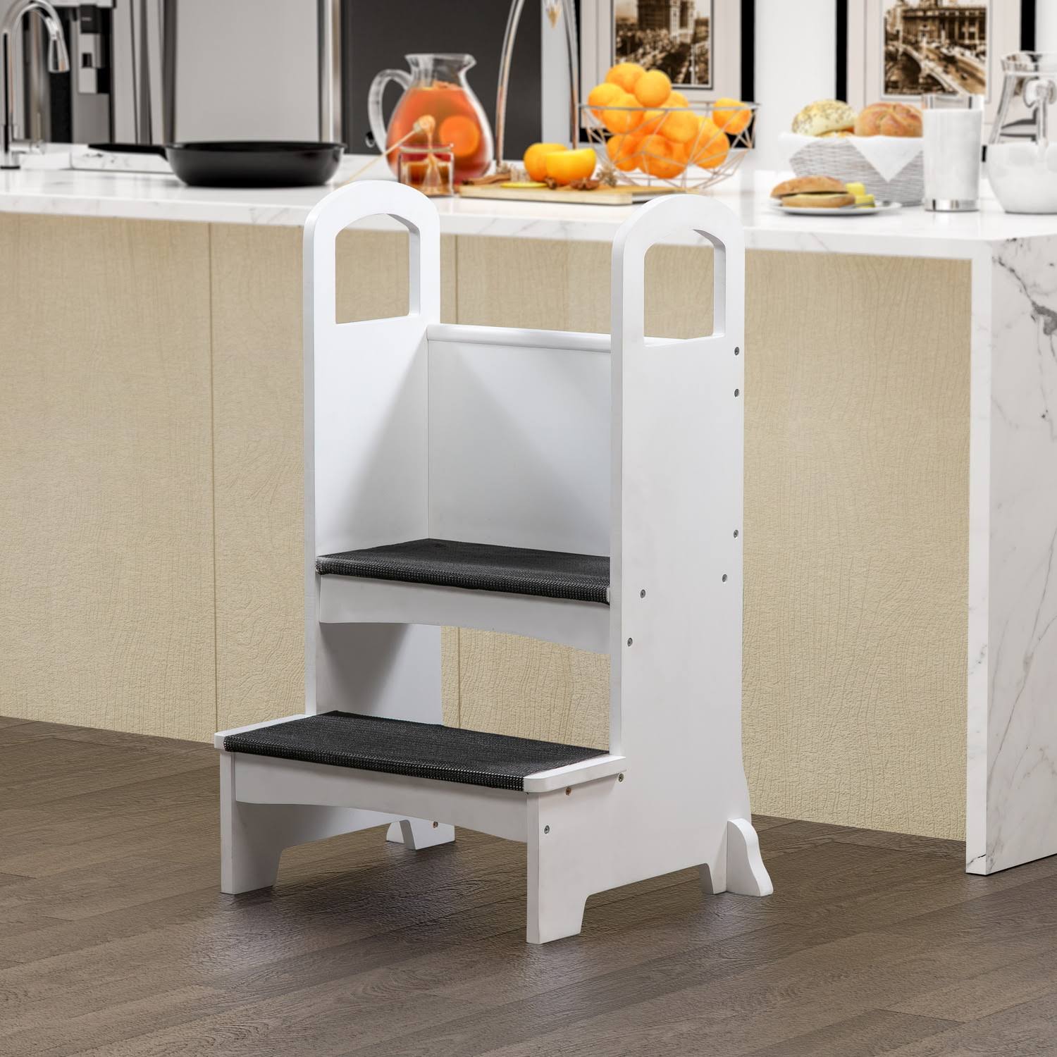 Kids Step to It Stool, Kids Kitchen Step Stool by Naomi Home - Finish: White