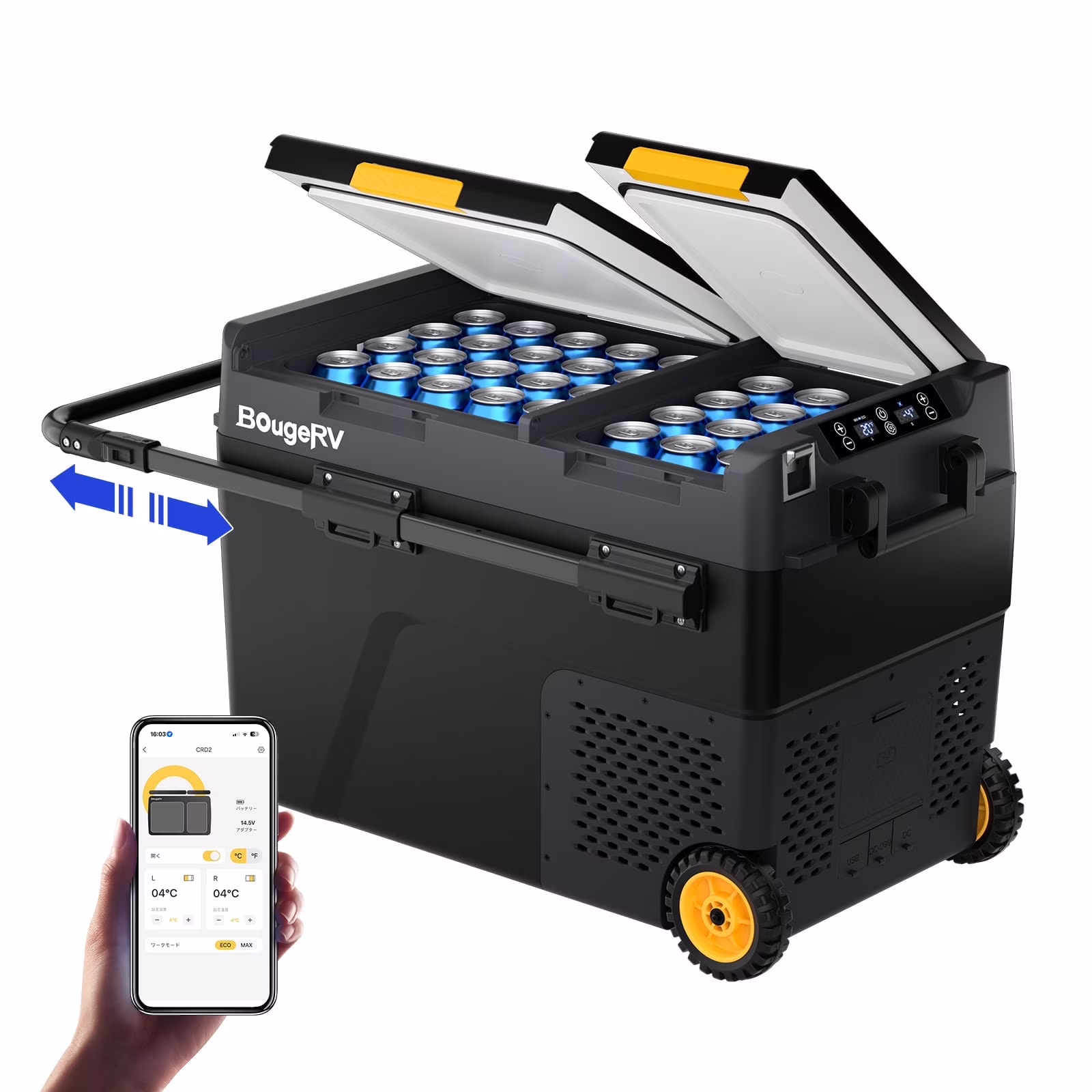 Car Refrigerator 61QT Dual Zone, 12 Volt Portable Freezer Fridge with Wheels, APP Control Compressor Refrigerator 12V/24V DC for RV Truck Vehicle Boat Outdoor Travel Camping Trip Use(61 Quart) - Image 5