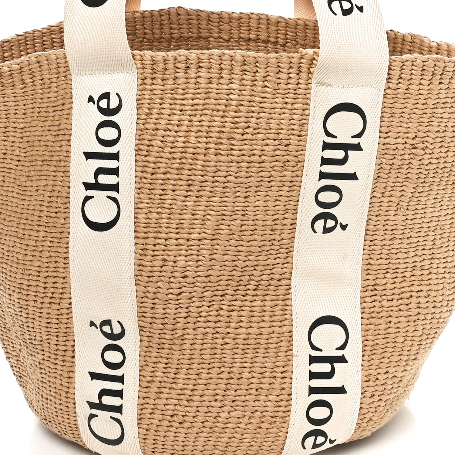 Raffia Large Woody Basket Bag White