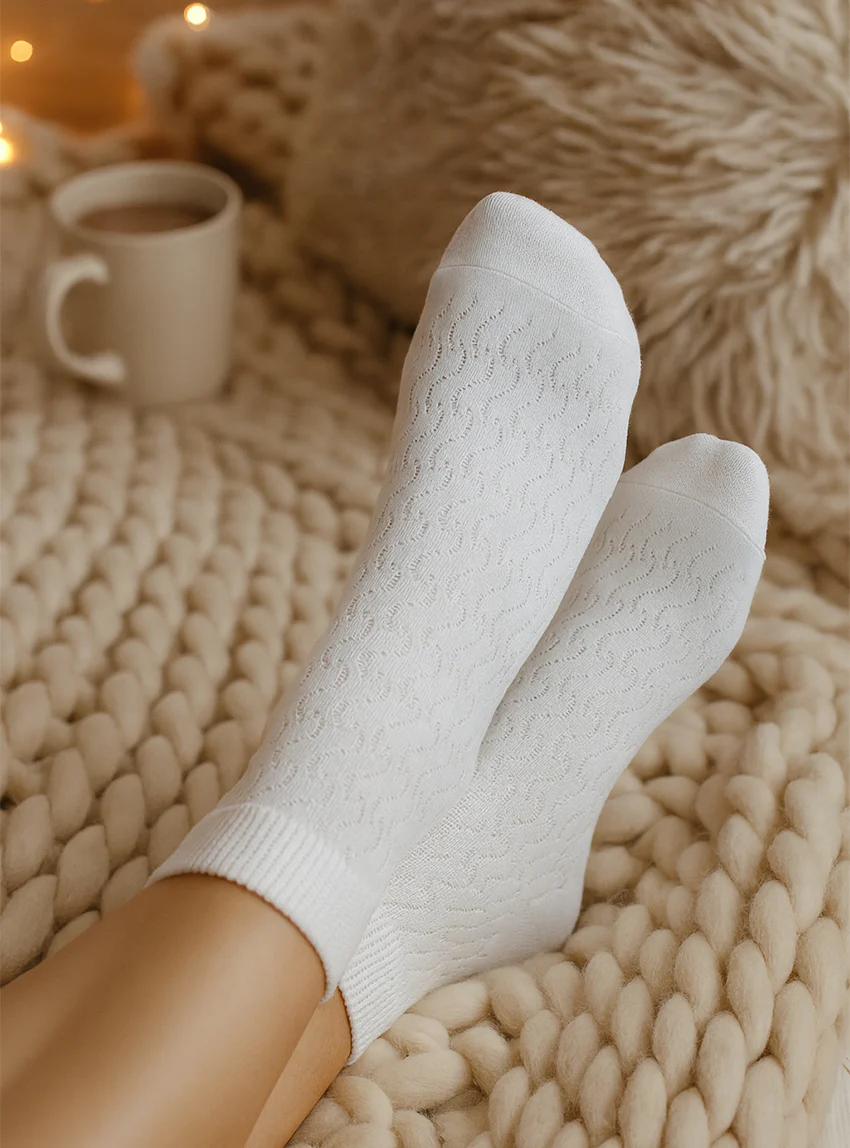 Socquettes femme en coton blanc