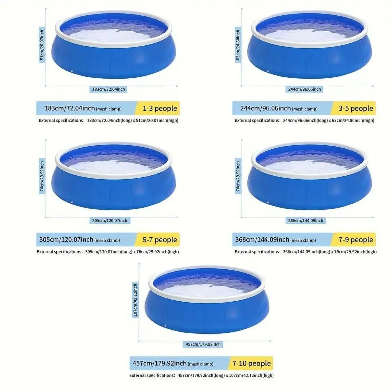 Lisonu 10ft x 30in Inflatable Swimming Pool for Family Fun: Durable PVC Coil Mesh Pool for Backyard, Garden - Blue