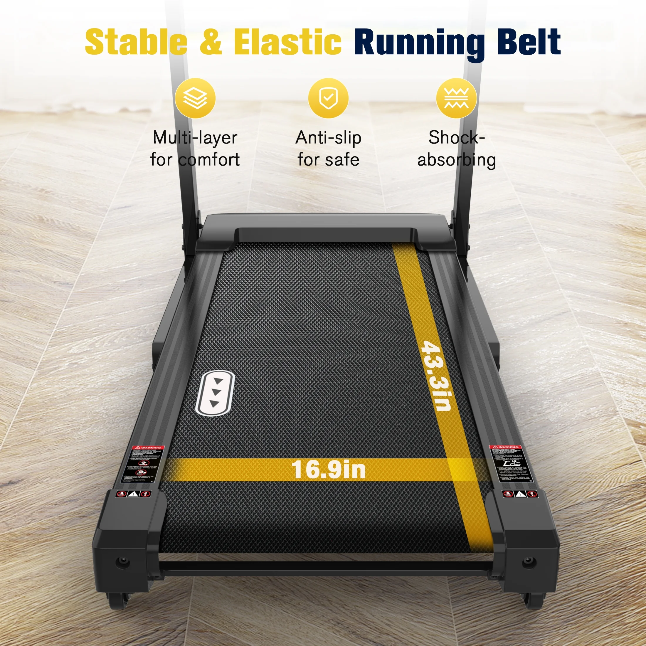Foldable Treadmill,15% Auto Incline, 350 lb Capacity, Bluetooth, Voice Control, Heart Rate Monitor, for Home Office(Black) - Image 9