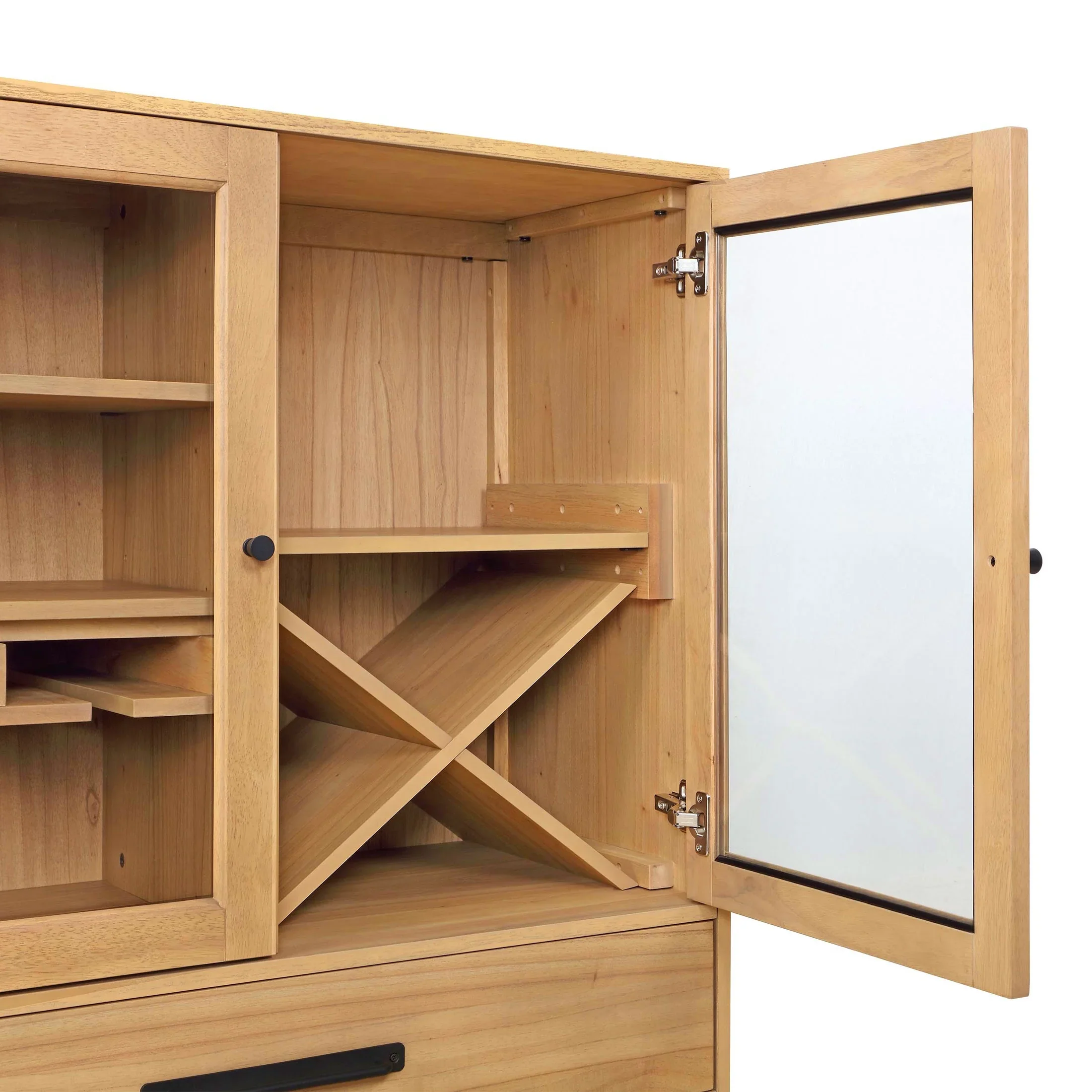 Better Homes & Gardens Aster Bar Cabinet with Drawer, Solid Wood Frame, Natural Oak Finish, by Dave & Jenny Marrs