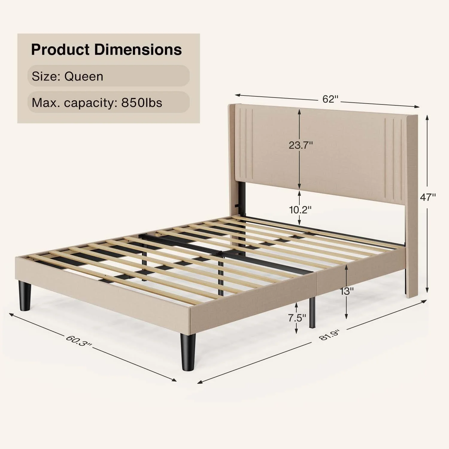 Bedroom Furniture Set Includes Queen Bed Frame, 4-Drawer Dresser Set of 2 3 Seat Futon Sofa Modern Storage Solution for Stylish Home Decor - Image 3