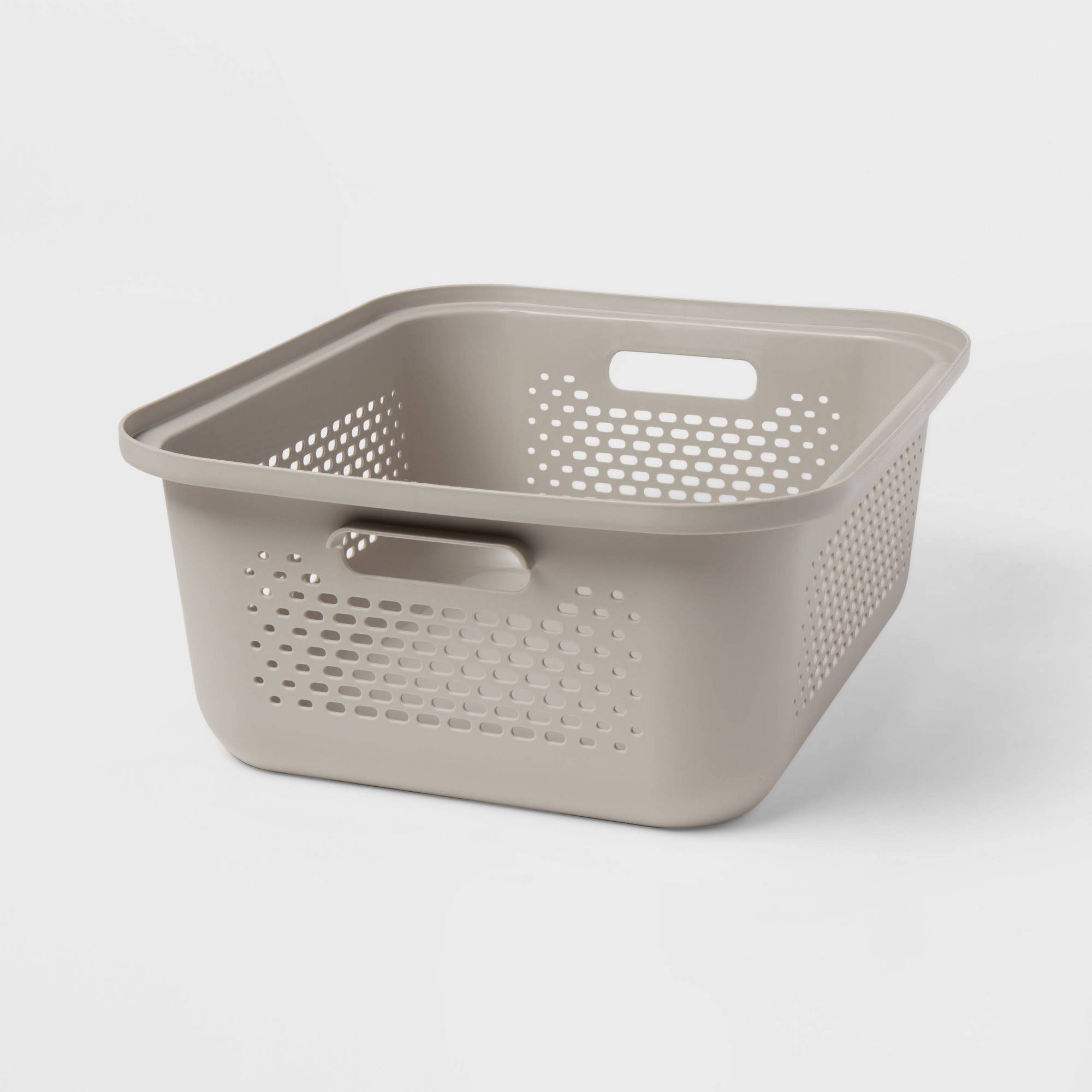 Small Decorative Plastic Bin with Cutout Handles Gray - Brightroom