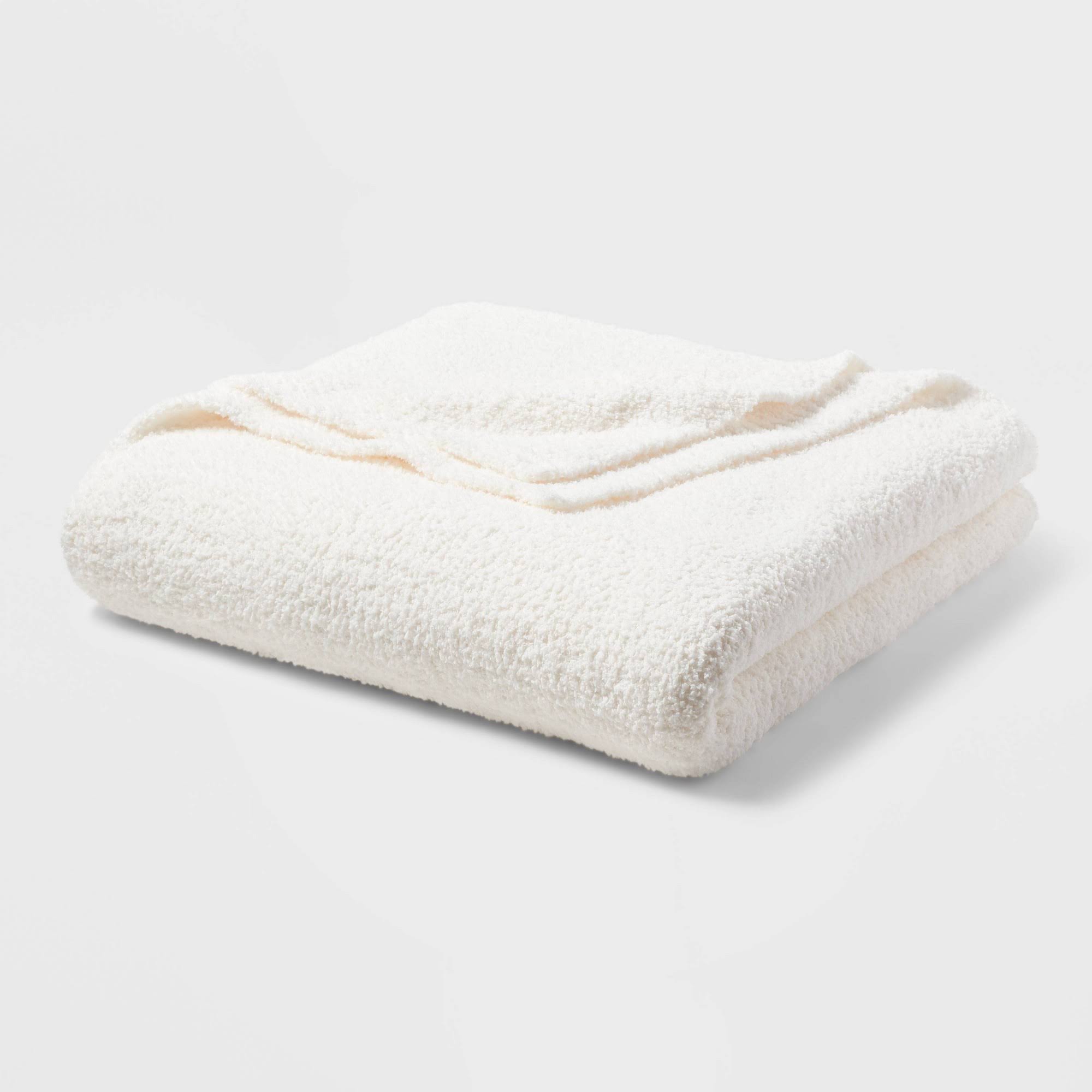 Full/Queen Cozy Chenille Bed Blanket White - Threshold