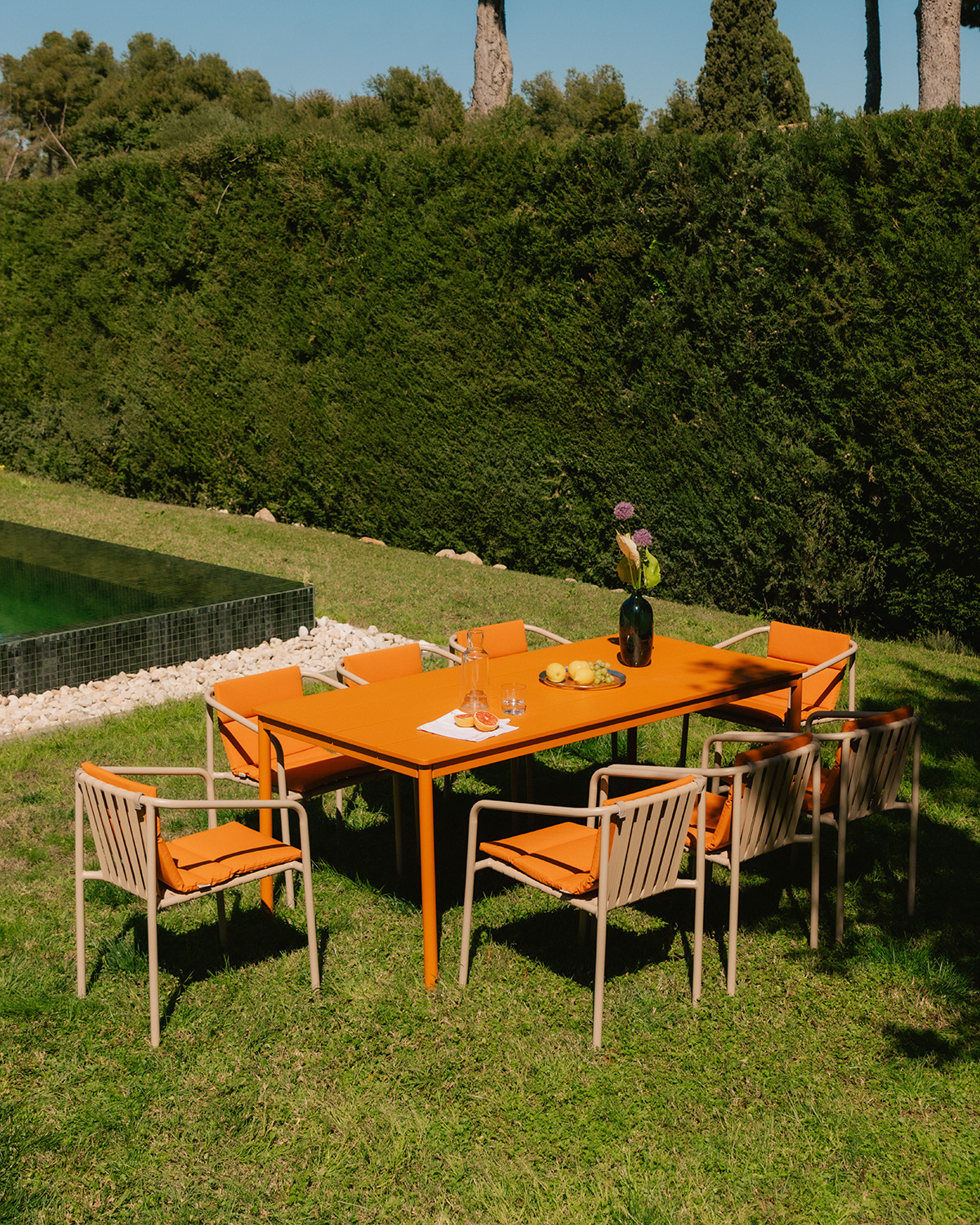 Set Dessie - Vinke - Set de Mesa Rectangular (200x90 cm) Dessie y 8 Sillas de Metal Vinke de Exterior