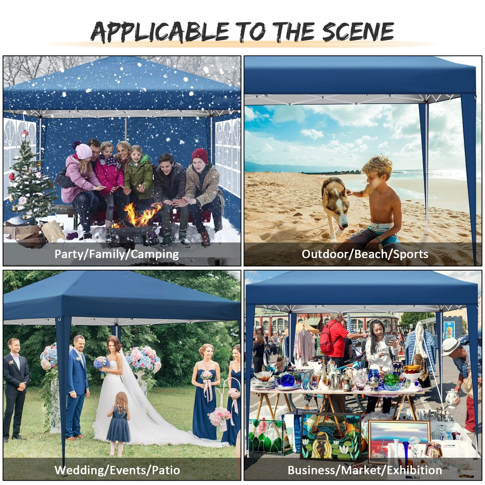 10x10 FT Pop Up Canopy Tent Anti-UV Waterproof Outdoor Instant Party Wedding Backyard Canopy Tent Shade Shelter for Beach Party Commercial Booth Gazebo, Blue - Image 7