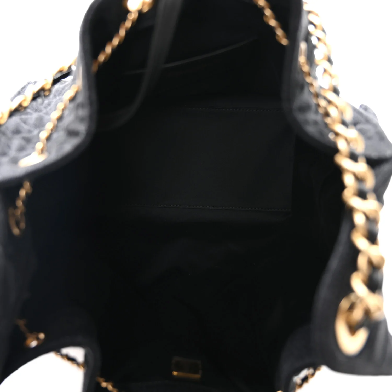 Washed Denim Quilted Medium Chanel 25 Handbag Black
