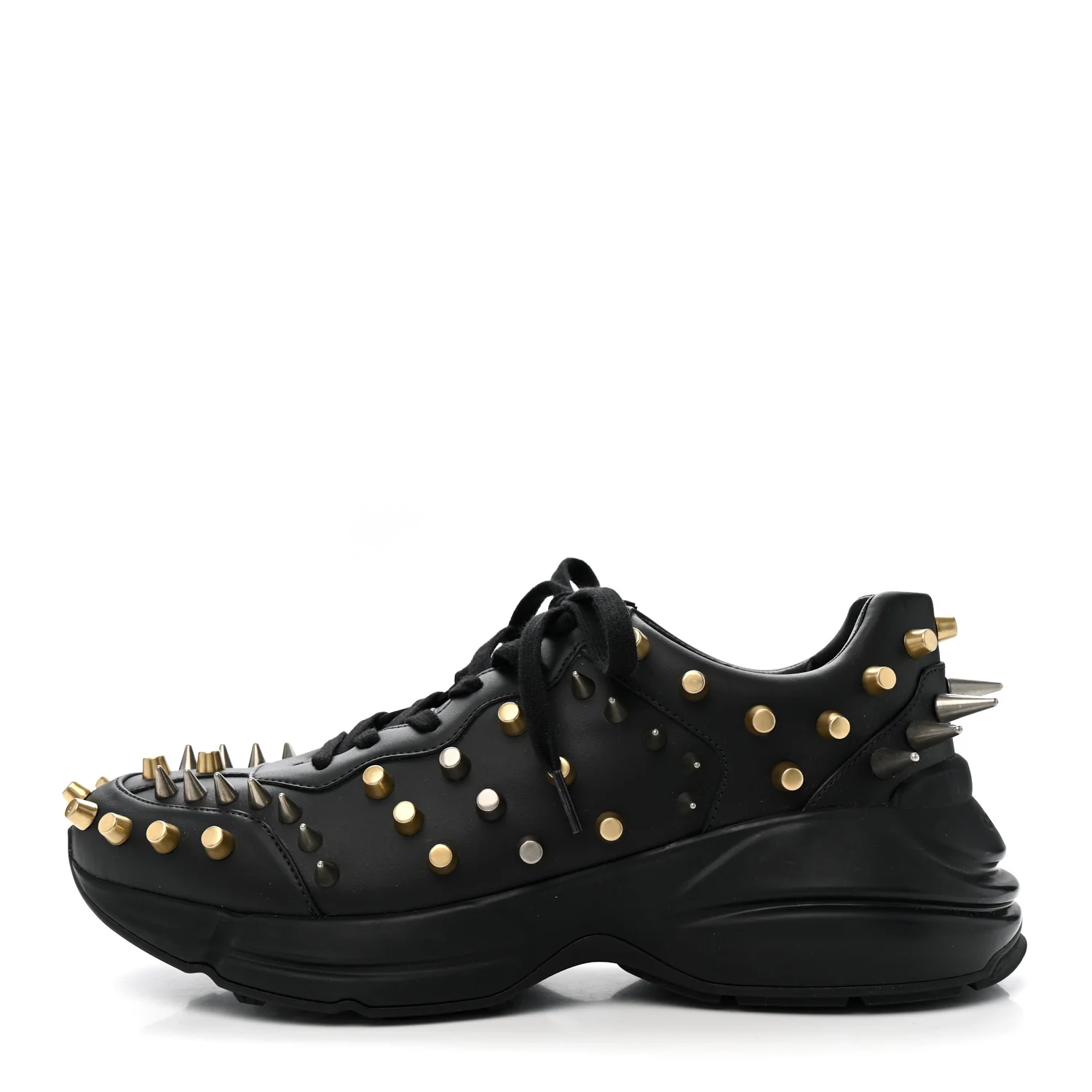 Demetra Spike Studded Mens Rhyton Sneakers 10 Black