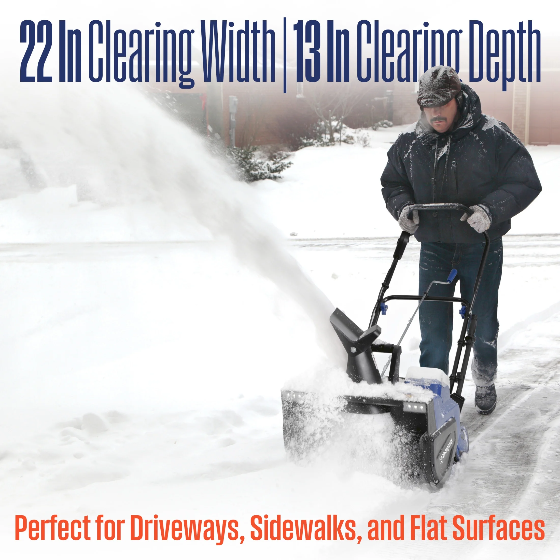WSnow22 48V Cordless Snow Blower 22 Inch Kit, Steel Auger, LED Lights, 1600W Brushless Motor, 25ft Throwing Distance, Plows 840lbs/min, Compatible with Snow Joe Batteries Image 7