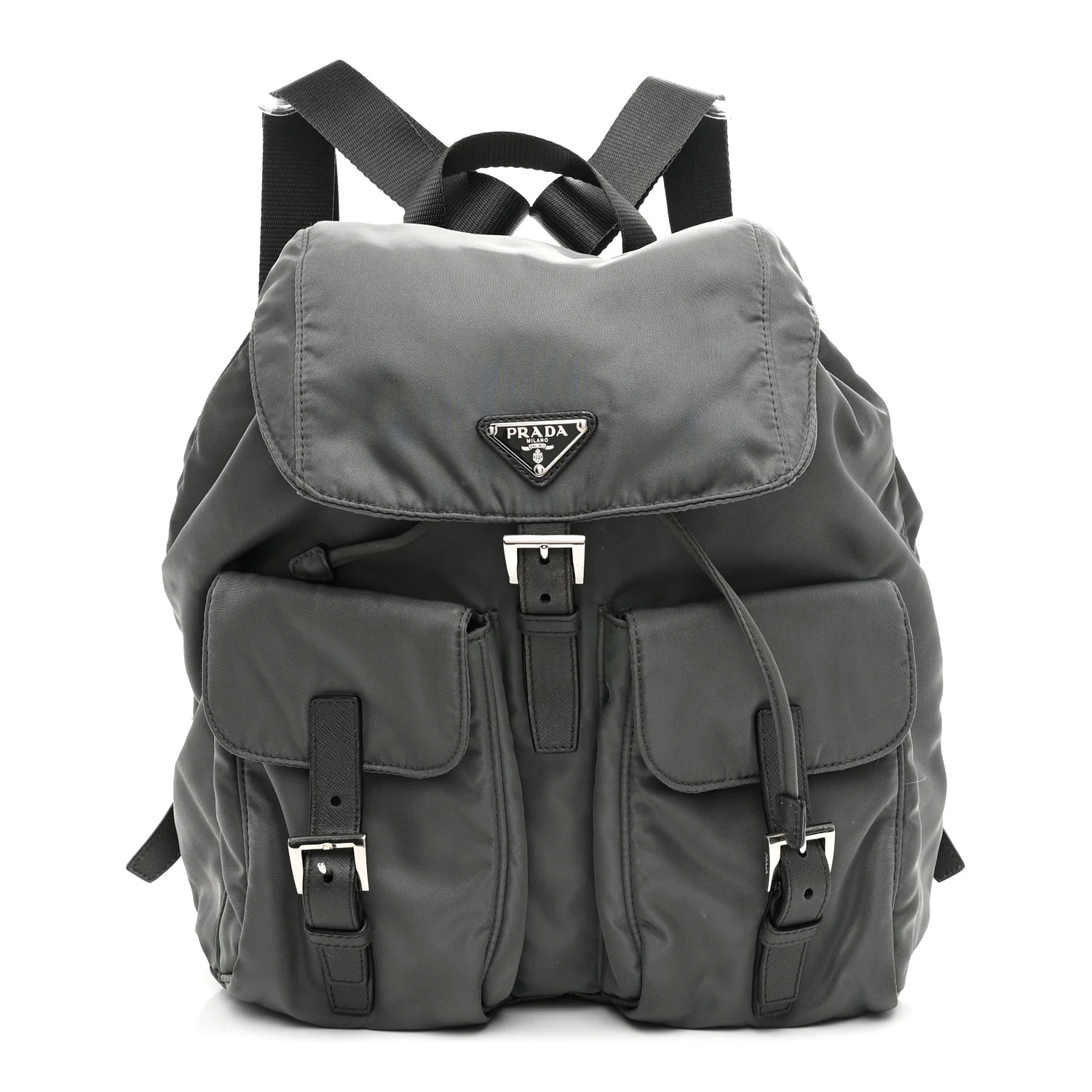 Tessuto Nylon Saffiano Medium Backpack Anthracite