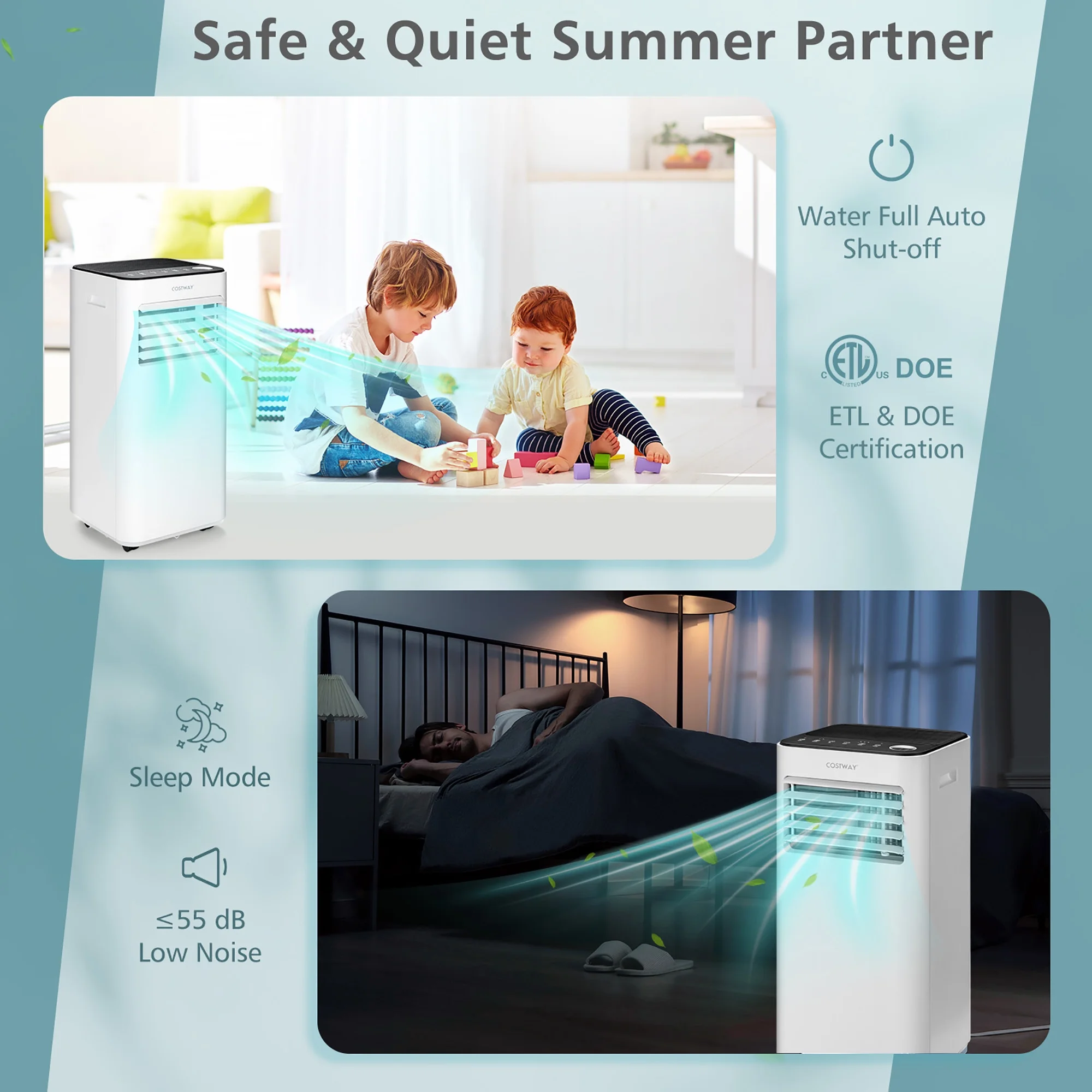 10000 BTU Portable Air Conditioner 3-in-1 Air Cooler with Fan Dehum Sleep Mode - Image 5