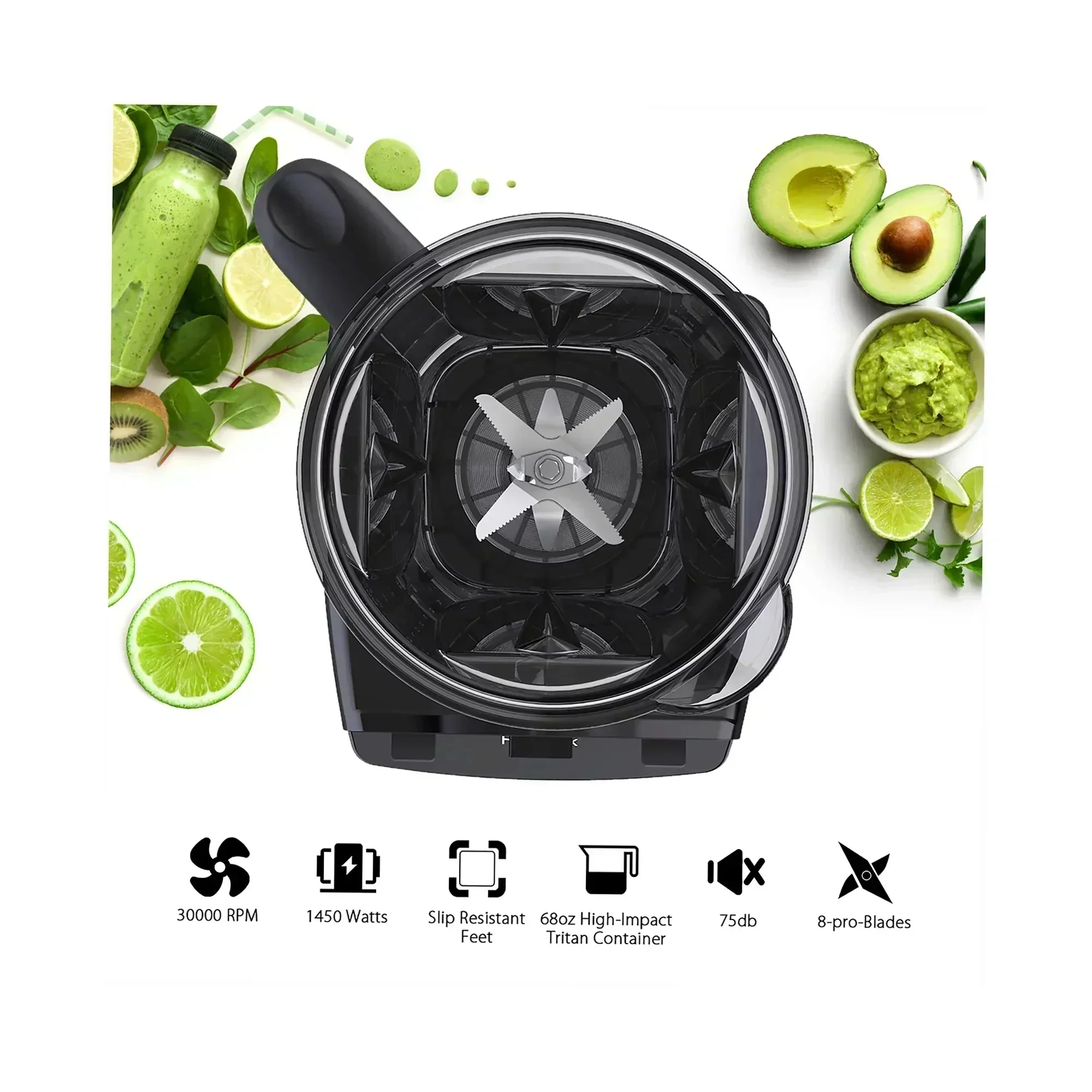 Professional Blender with 1450-Watt Motor & 68 oz Dishwasher-Safe Total Crushing Pitcher, Black