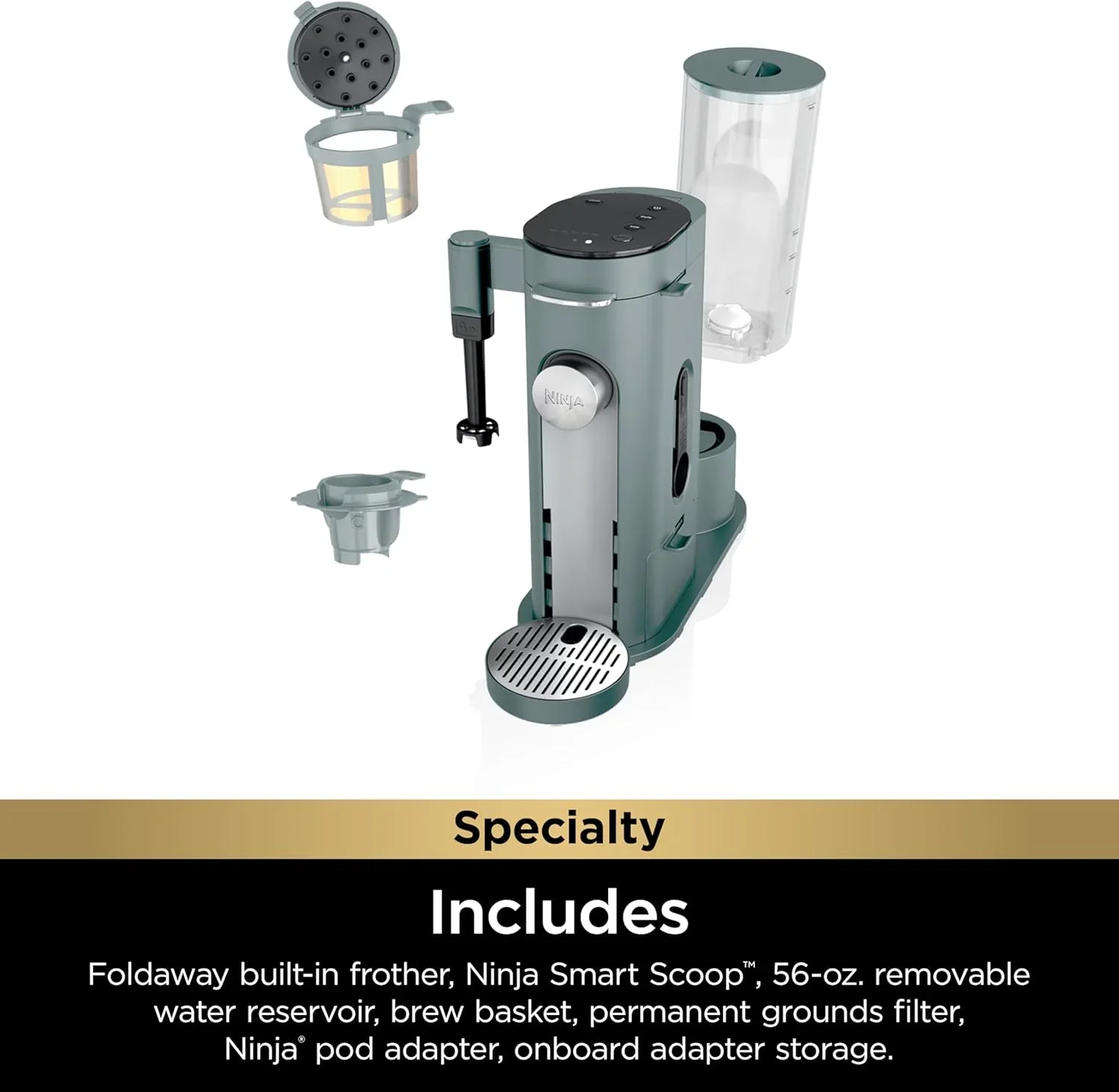 Cafetière Ninja à dosettes individuelles, compatible K-Cup, 4 méthodes d'infusion