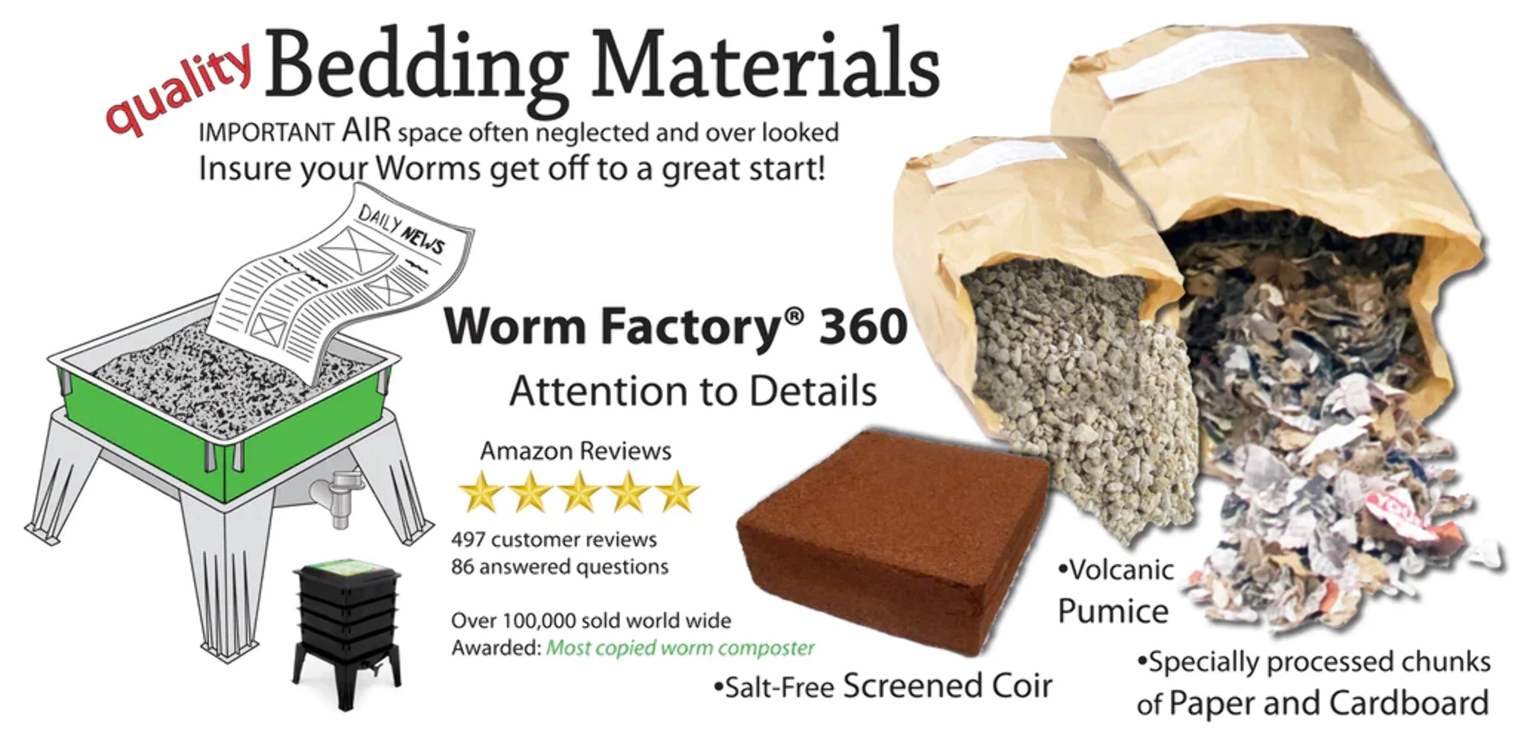 Worm Factory 360 Composter, Made in USA, by ((6-Trays w/ Live Worms)) - Image 4