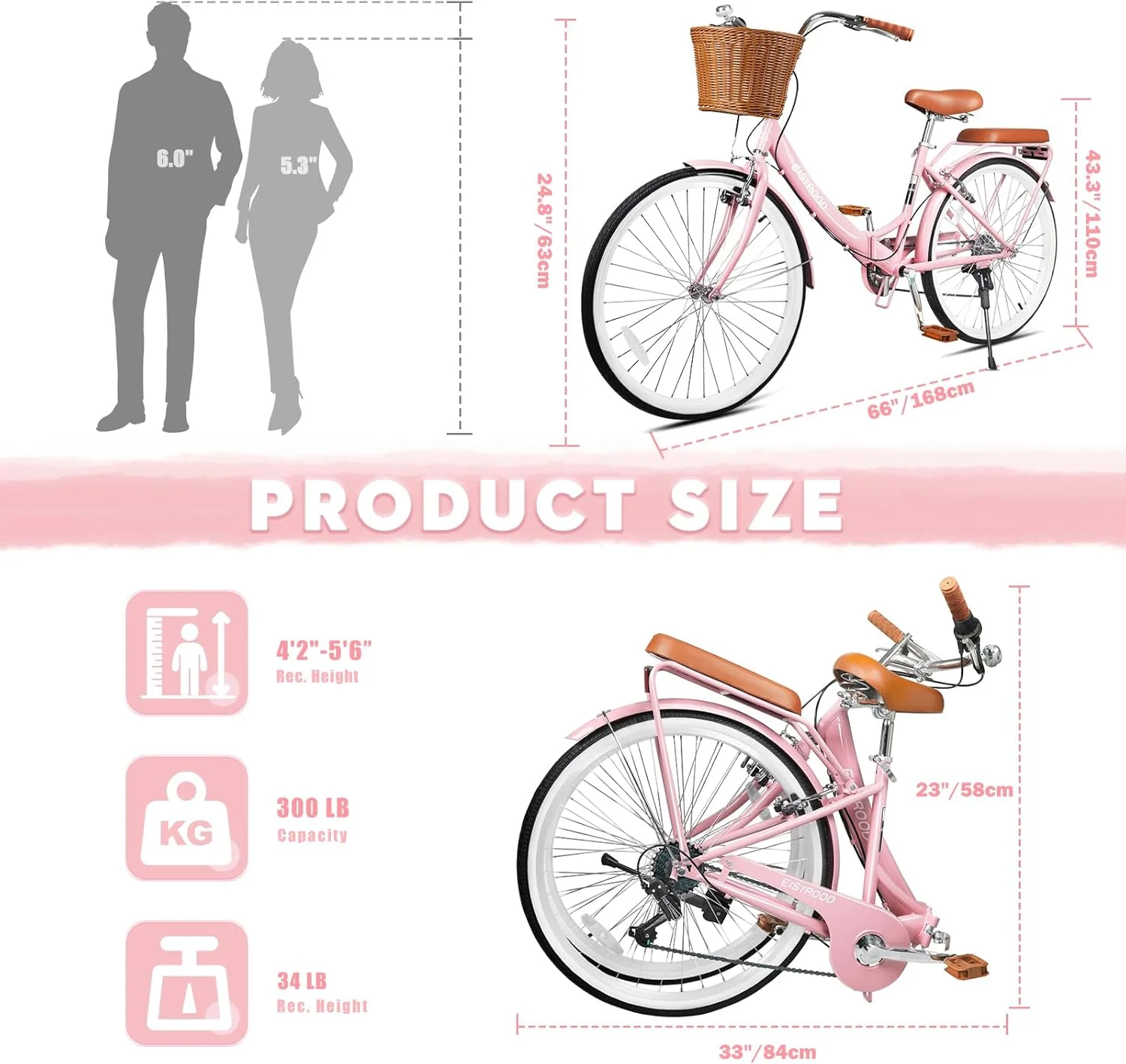 Gaonala 26 in Womens 7 - Speed Pink Cruiser Bicycles a Versatile Family Bike and Womens Beach Bikes for Urban Commutes and Leisure