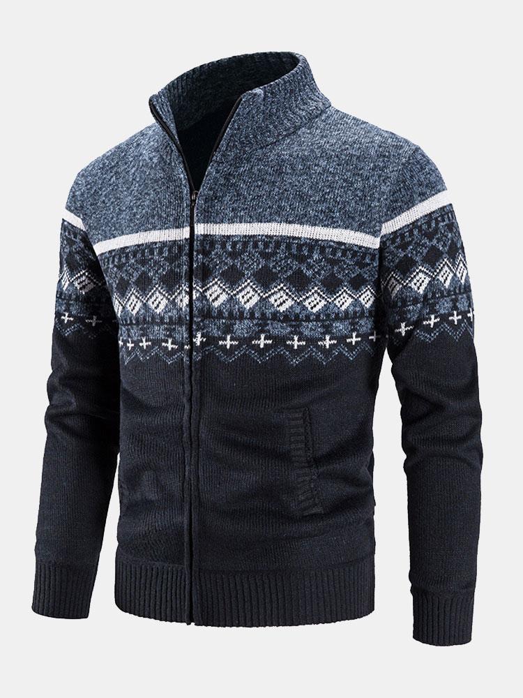 Pull zippé à imprimé géométrique