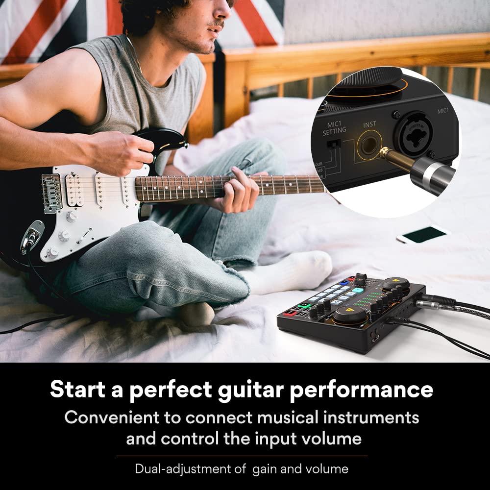 MAONO Audio Interface. 10-Channel Podcast mixer with Pro-preamp